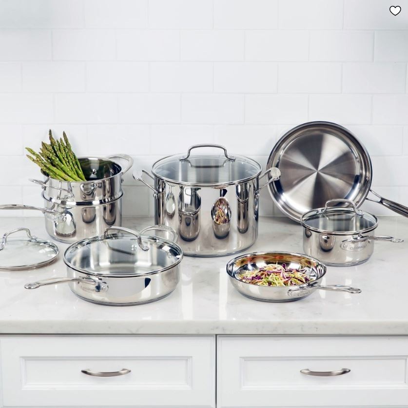 Cuisinart Chef’s Classic Stainless Steel 11-Piece Cookware Set with Glass Lids
