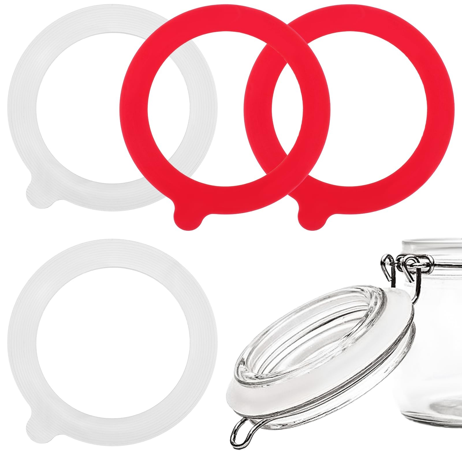 4 Pcs 4.5 Inch Silicone Replacement Gaskets for 3.5 Inch Glass Jars