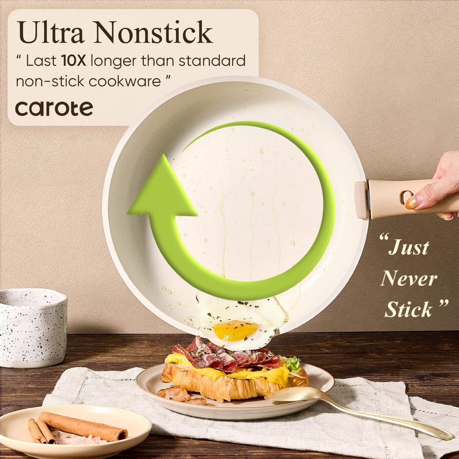 Ceramic White 19-Piece Cookware Set – Non-Stick, Oven Safe, Dishwasher Friendly