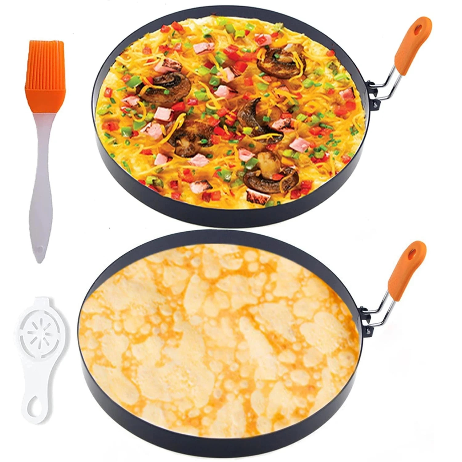 Large 2 Packs 8″ Omelette Ring for Griddle,Stainless Steel 8 Inch Orange