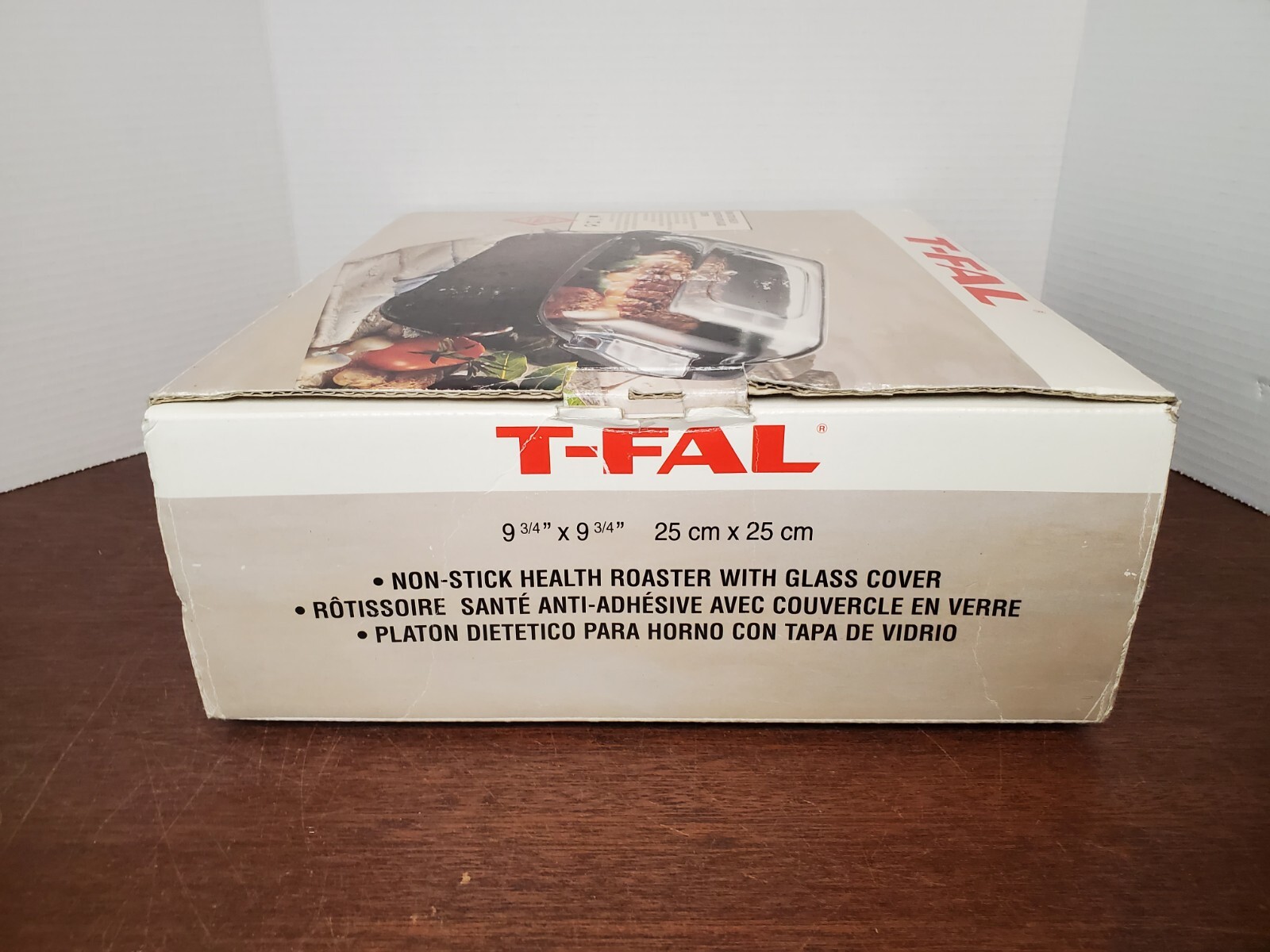T-Fal Non-Stick 9 3/4″ x 9 3/4″ Square Enamel Health Roaster w/ Glass Cover EUC!