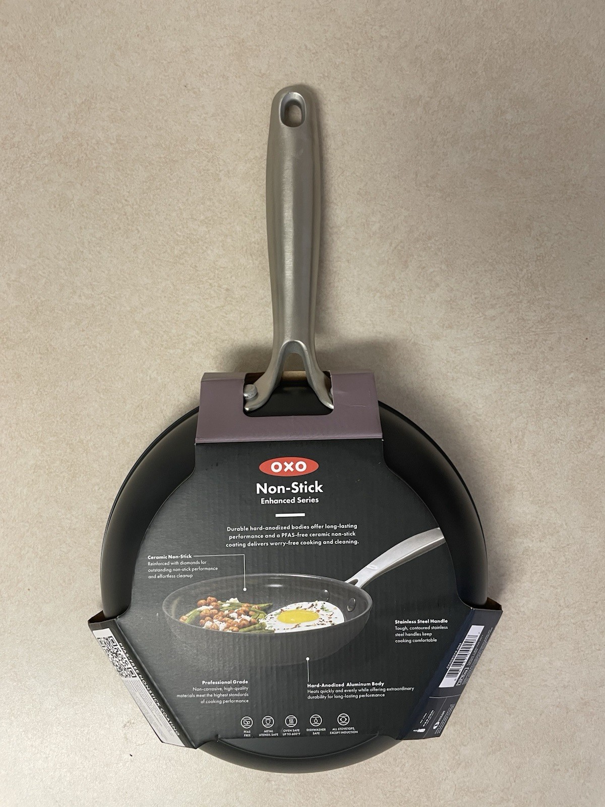 OXO Enhanced 8″ Frying Pan Skillet, PFAS-Free Ceramic Nonstick, Black