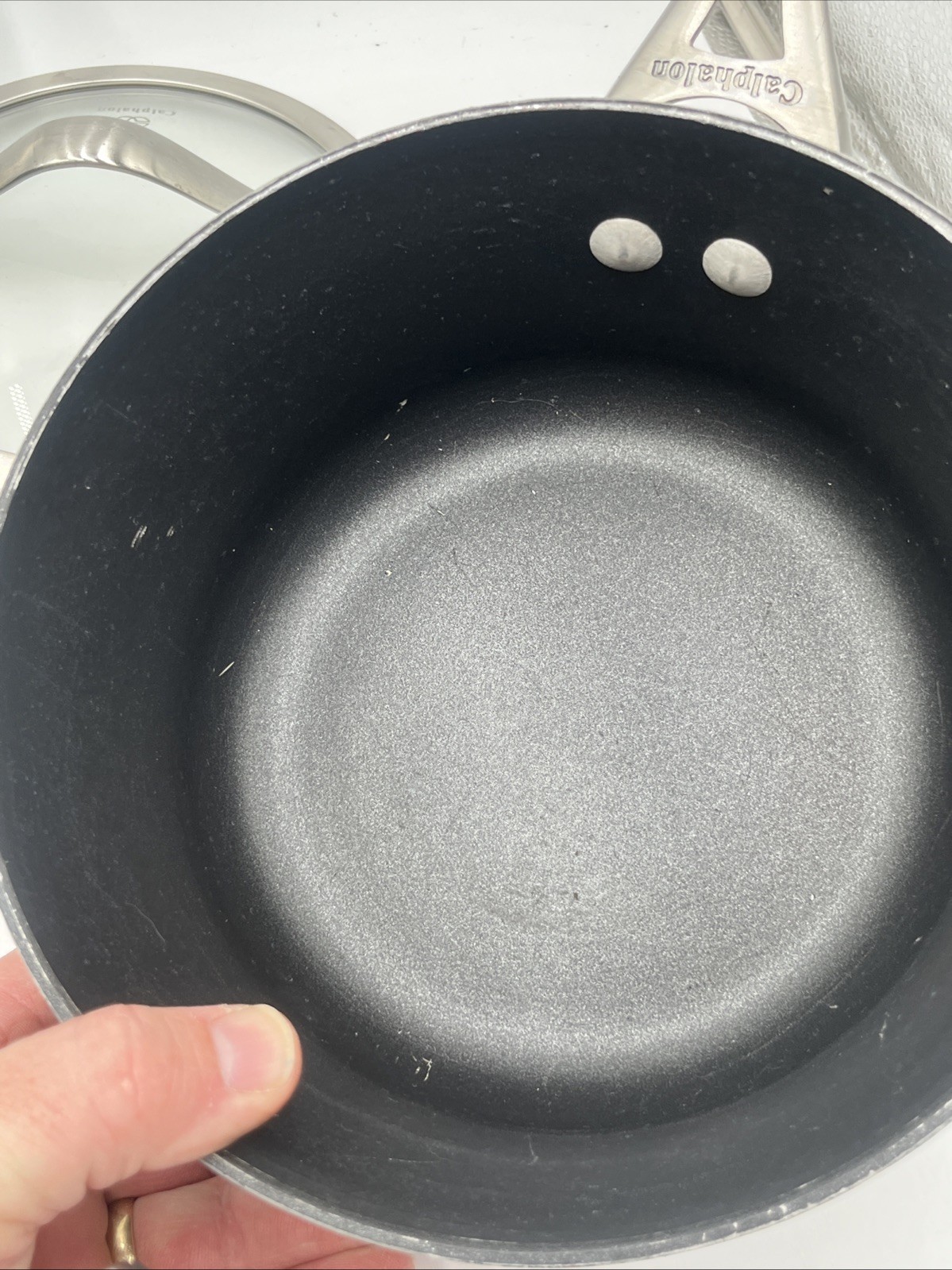 10-Piece Calphalon Hard Anodized Non-Stick Pots & Pans W/ Lids Set Used See Pics
