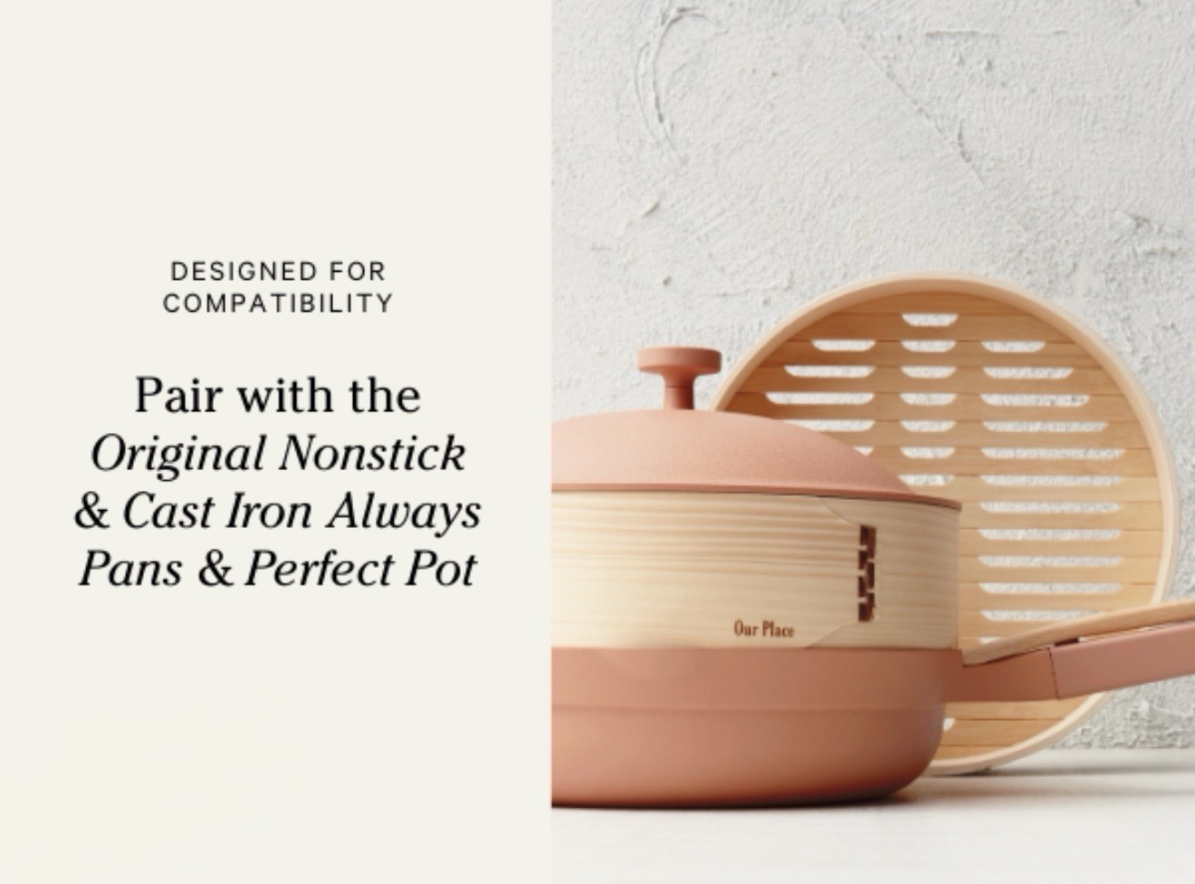 Our Place Spruce Steamer Single Basket With Chopsticks & Liners — Brand New