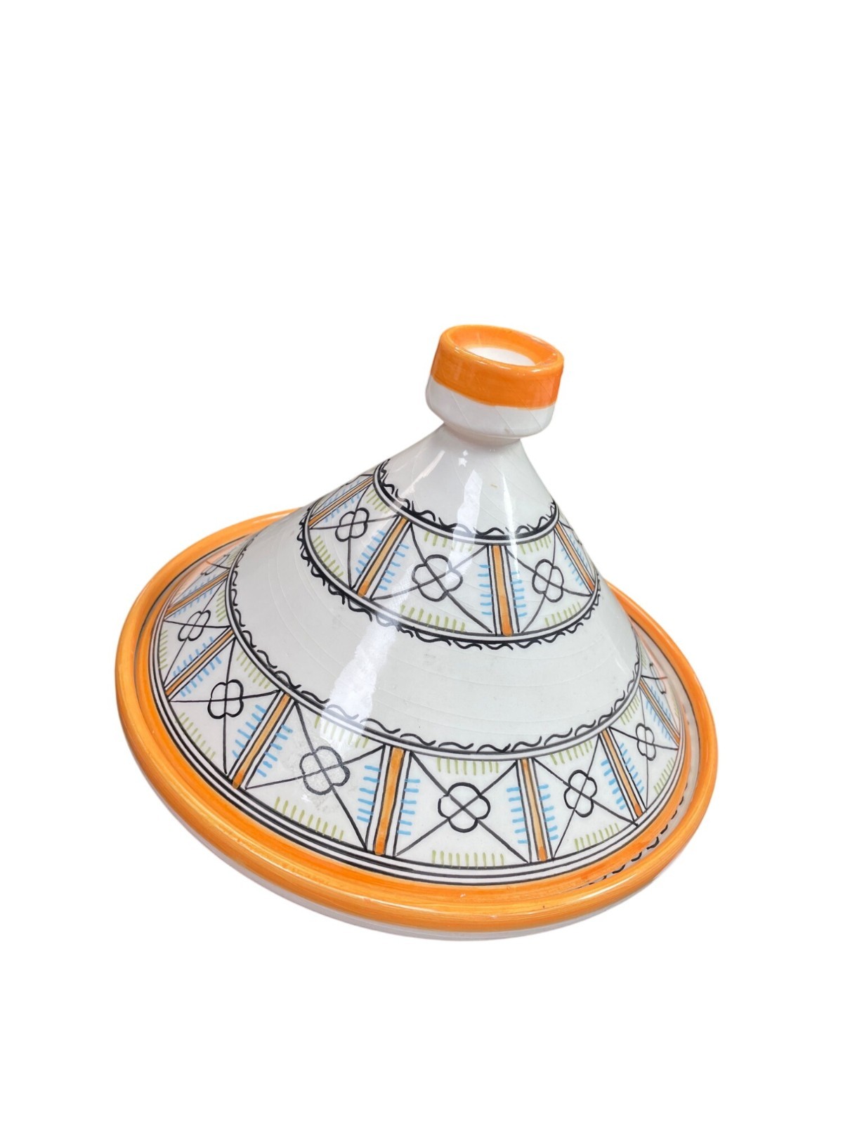 Moroccan Fes Glazed Handpainted Tagine Artisan Pottery 8″x9.5″ SKU 9340-R1S2
