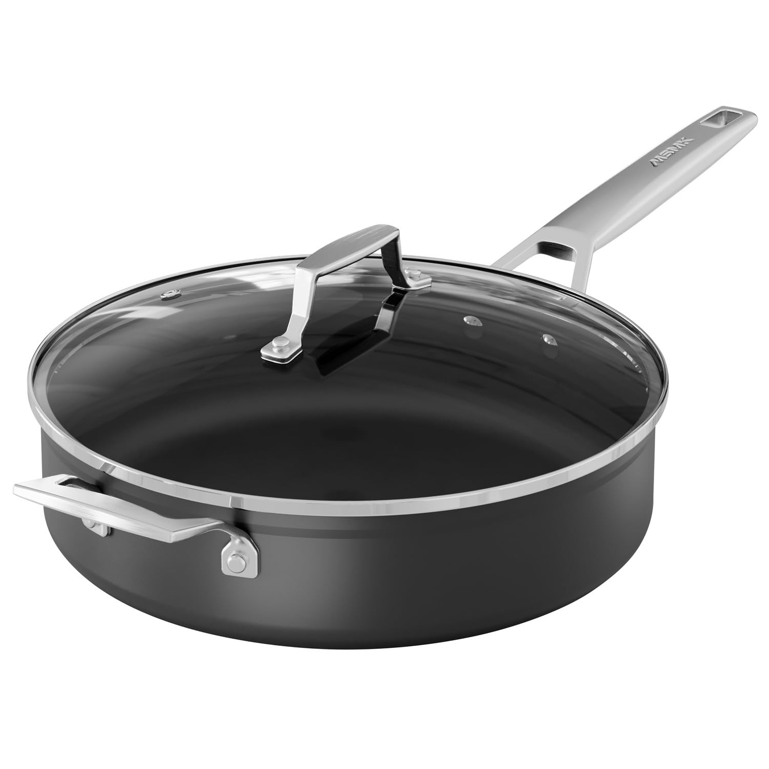 MsMk Nonstick Deep Frying Pan, 4.5 Quart Saute Pan with lid, 11 inch, Stay-Co…