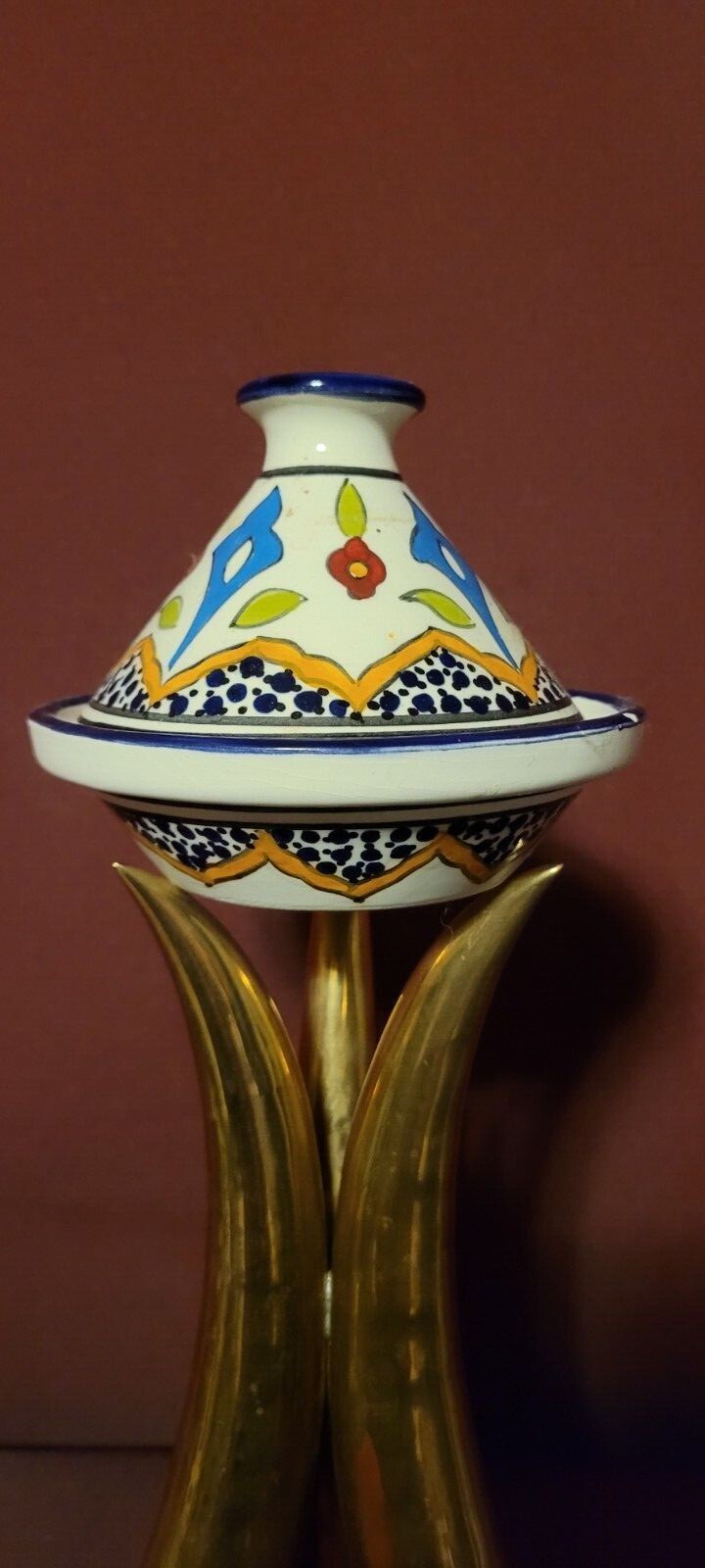 mini Maroccan tagine used for spices and ssuces multicolored.