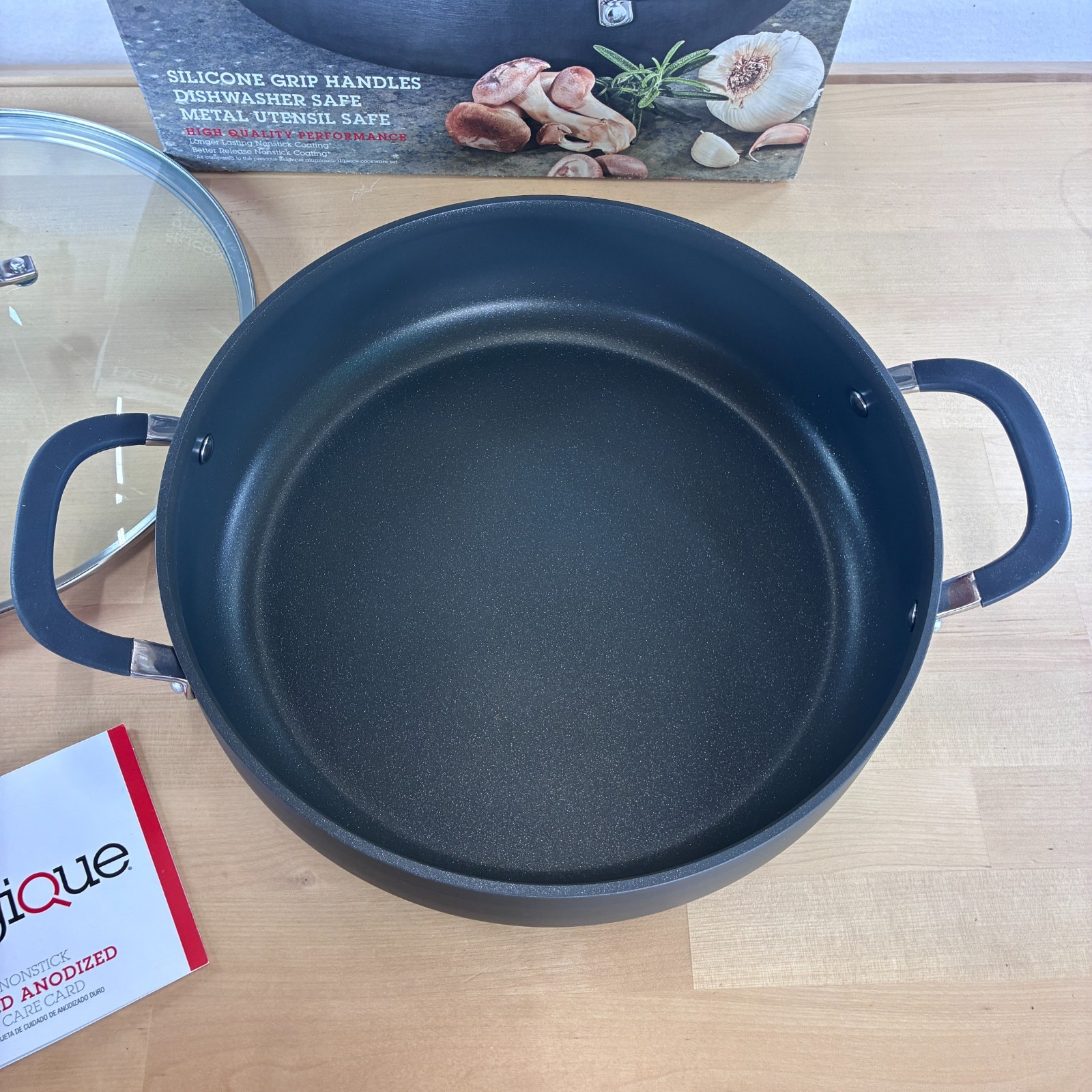 Belgique HS10820 5 Qt Hard Anodized Saute Pan Gray Nonstick Deep Skillet w/ Lid
