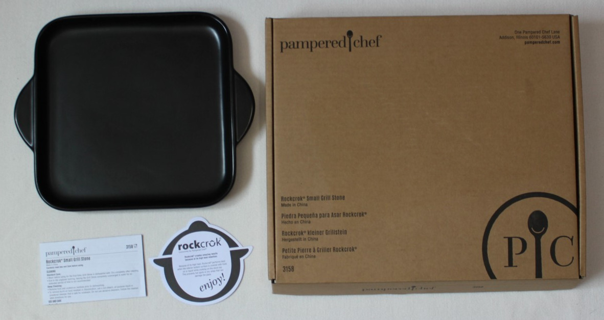 Pampered Chef Rockcrok Small Grill Stone With Care Instructions Item #3158 NIB