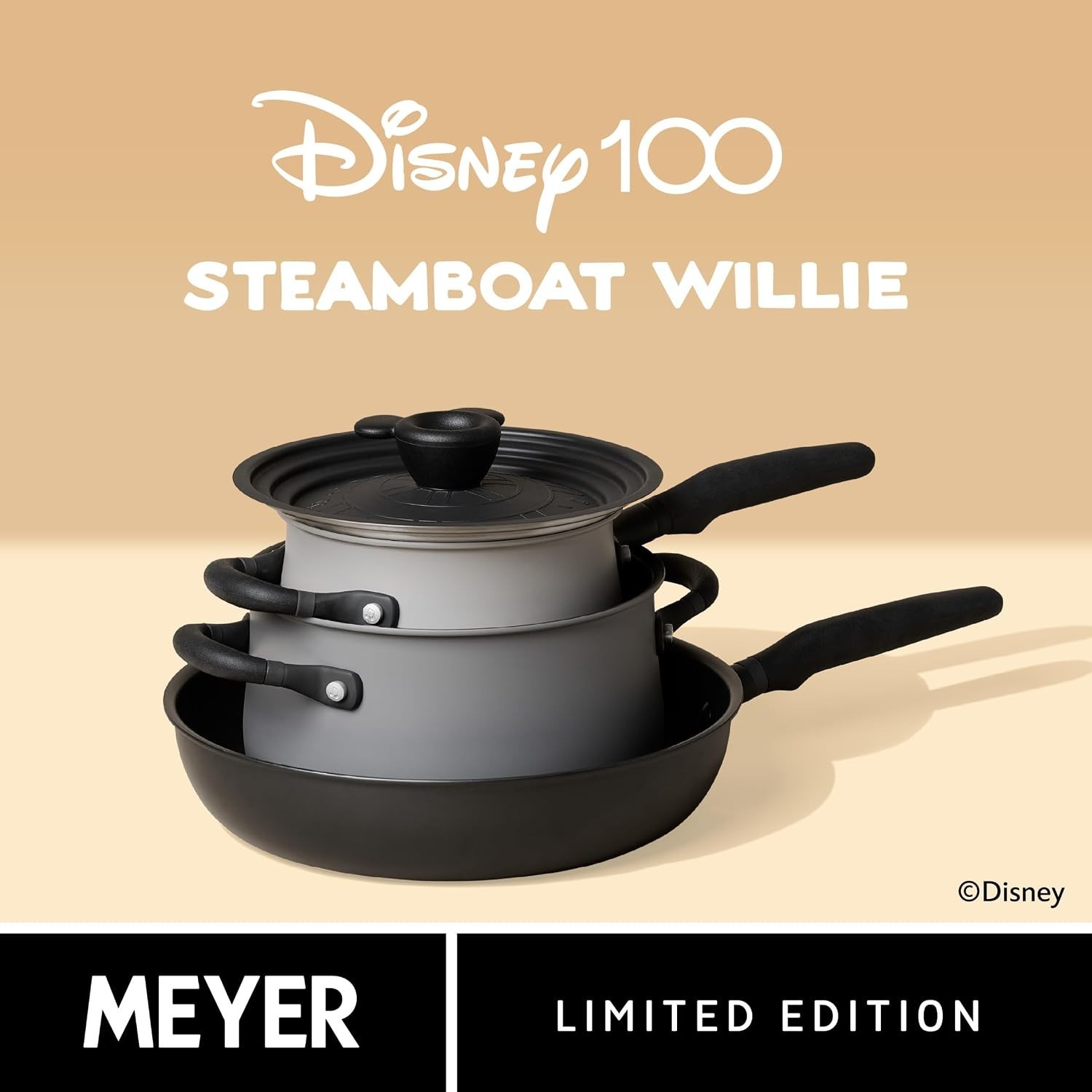 Disney 100 Meyer 4-Piece Limited Edition Nonstick Cookware Set Steamboat Willie