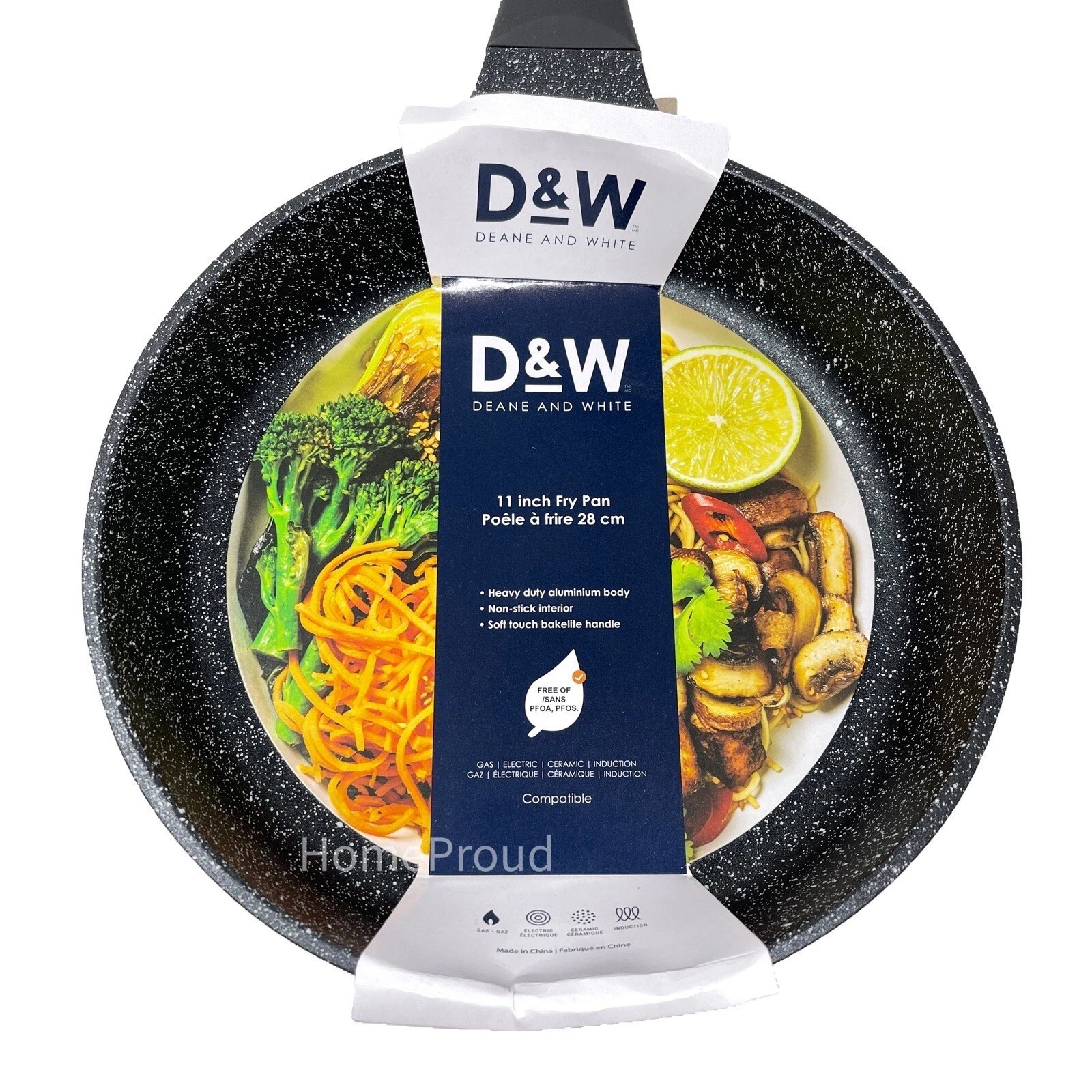 D&W Frying Pan Nonstick Skillet 11 inch Deane & White Cookware 2 Inch Deep Black