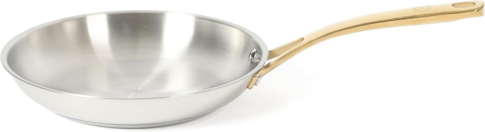 Castelle 9.5-Inch Stainless Steel Frying Pan with Gold-Tone Handle – Tri-Ply …