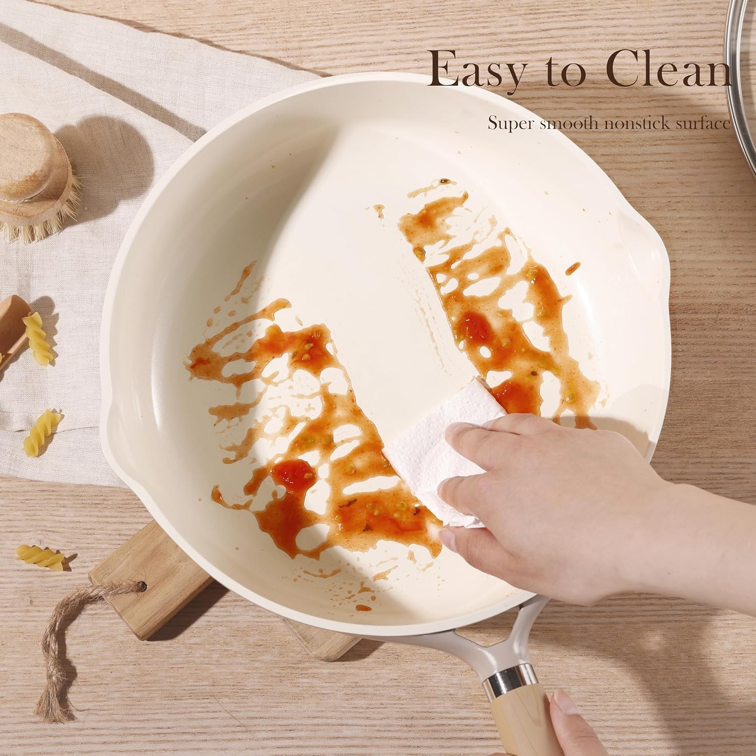 10″ Ceramic Frying Pan with Lid, Non Stick Frying Pan Skillet Chef’s Pan, Hea…
