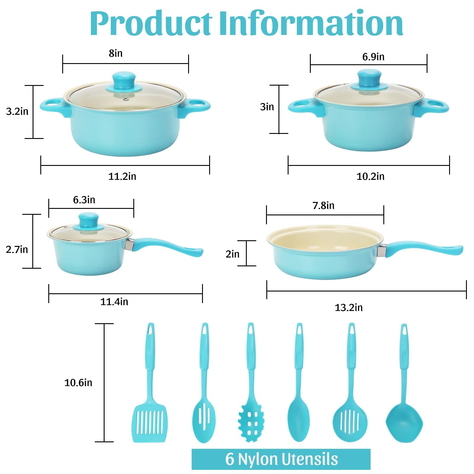 Non-Stick Cookware Set, 13 Piece Set Portable Lightweight Cast Iron Pots and …