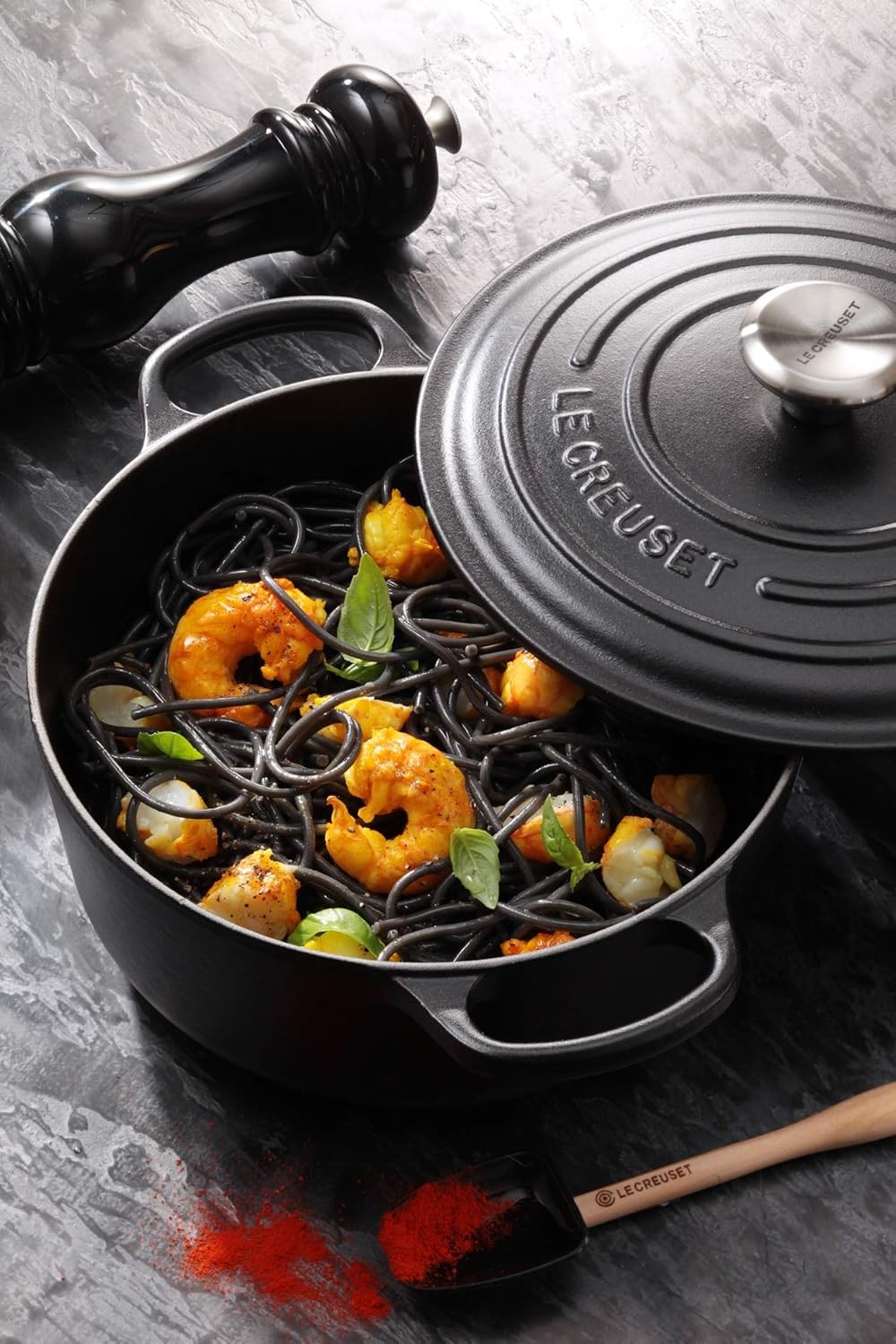Le Creuset Cast Iron Round Casserole, 30 cm – Matte Black Licorice (New)