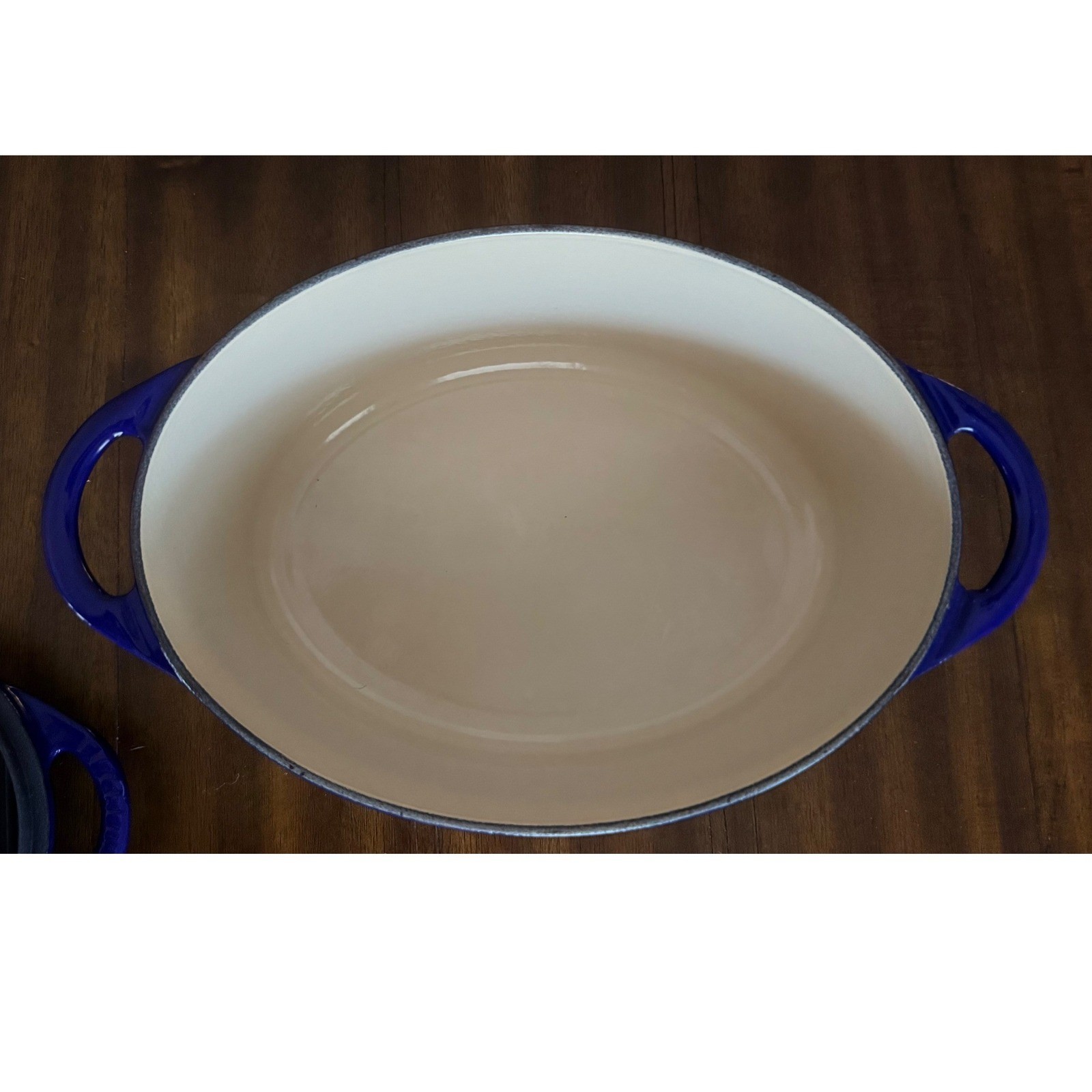 Le Creuset Blue Enameled Cast Iron 2-in-1 Oval Dutch Oven with Grill Pan Lid 28