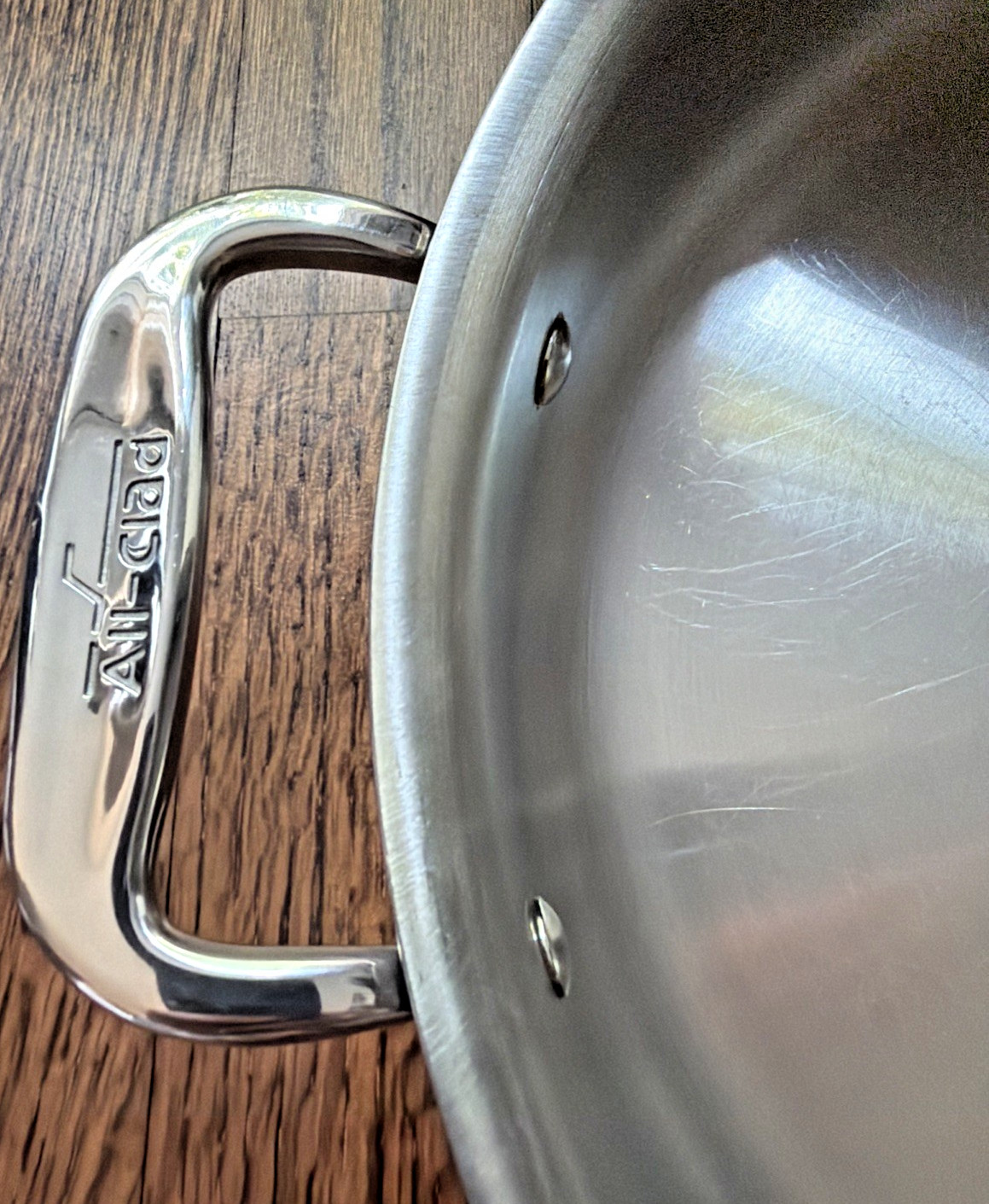 All-Clad Copper Core Saute Pan w/ Lid SS Chef Pan 3 Qt Helper Handle USA