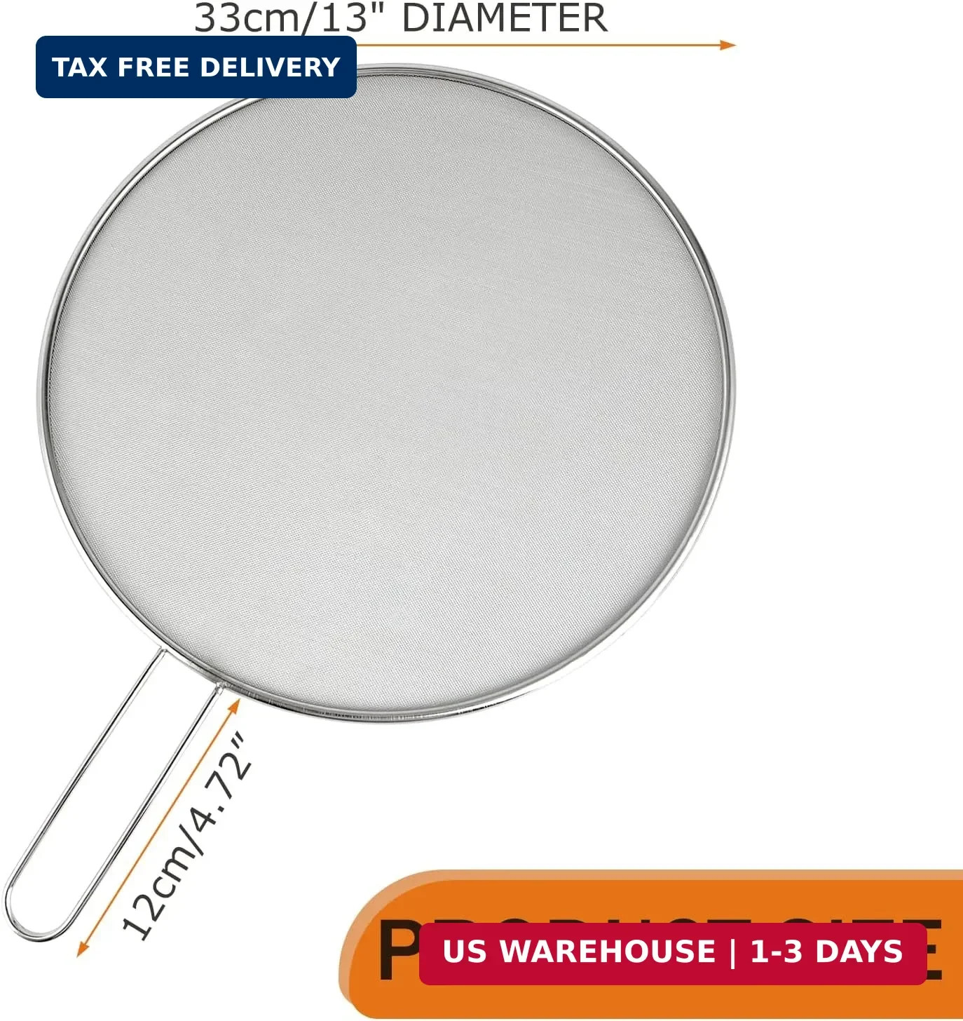 Stainless Steel Splatter Guard, 13-Inch Silver Grease Splatter Guard for Frying