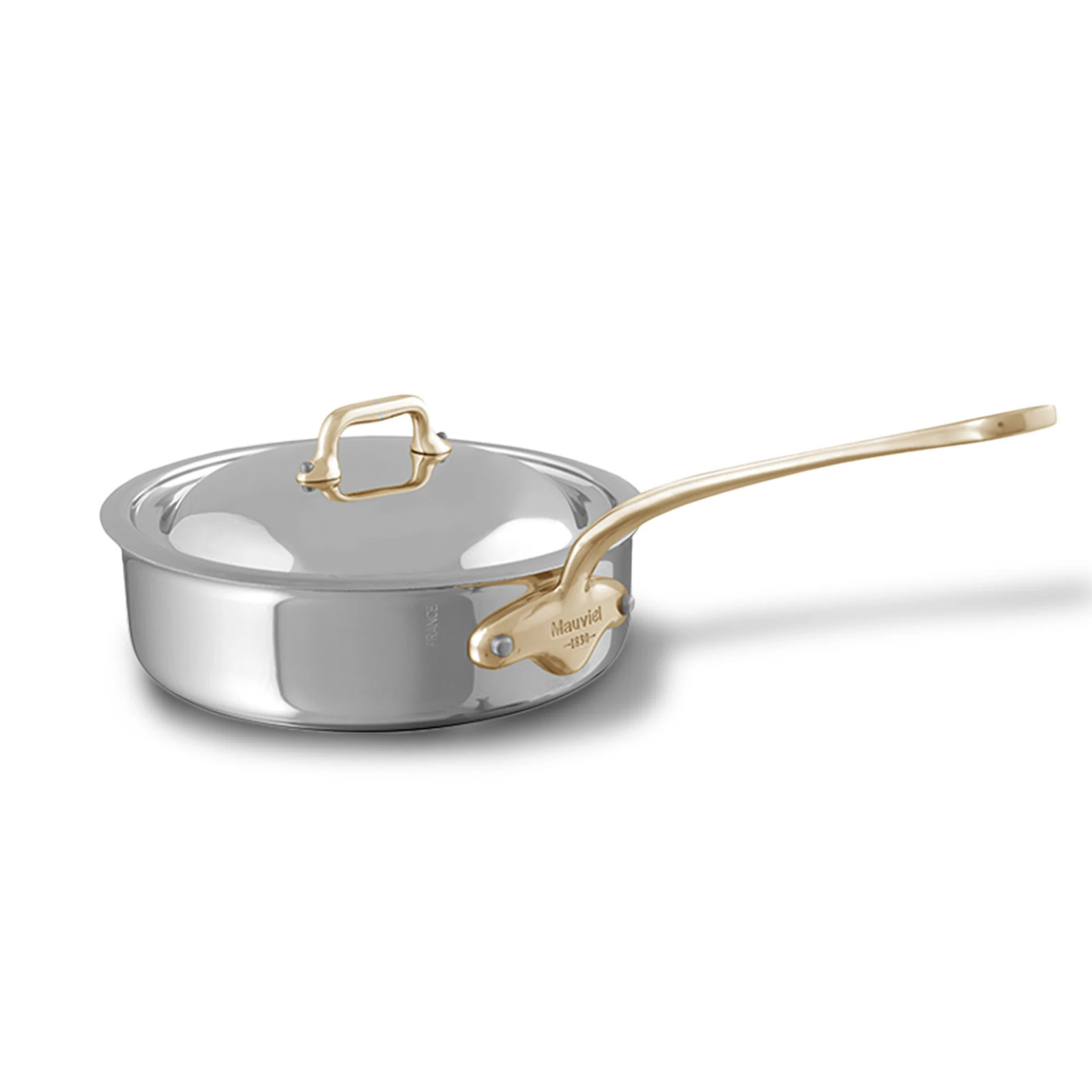 Mauviel M’COOK B 5-Ply Saute Pan With Lid, Brass Handle, 3.2-Qt