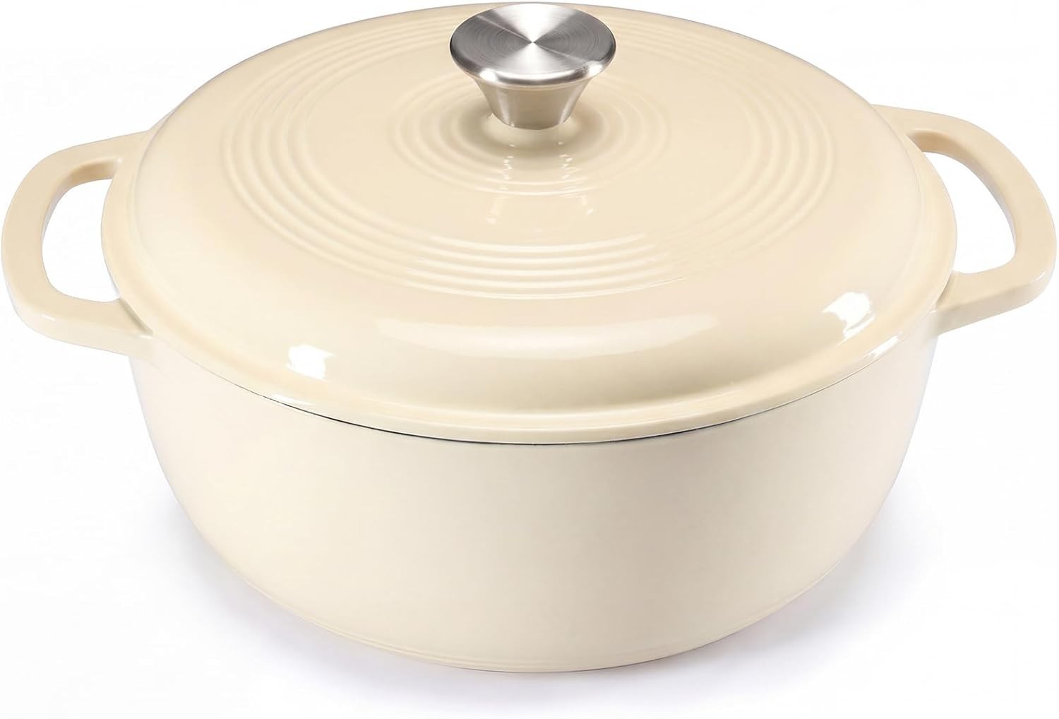DUMOS 6 Qt Cast Iron Dutch Oven,w/ Lid&Dual Handles,Enameled Heavy Duty Cookware
