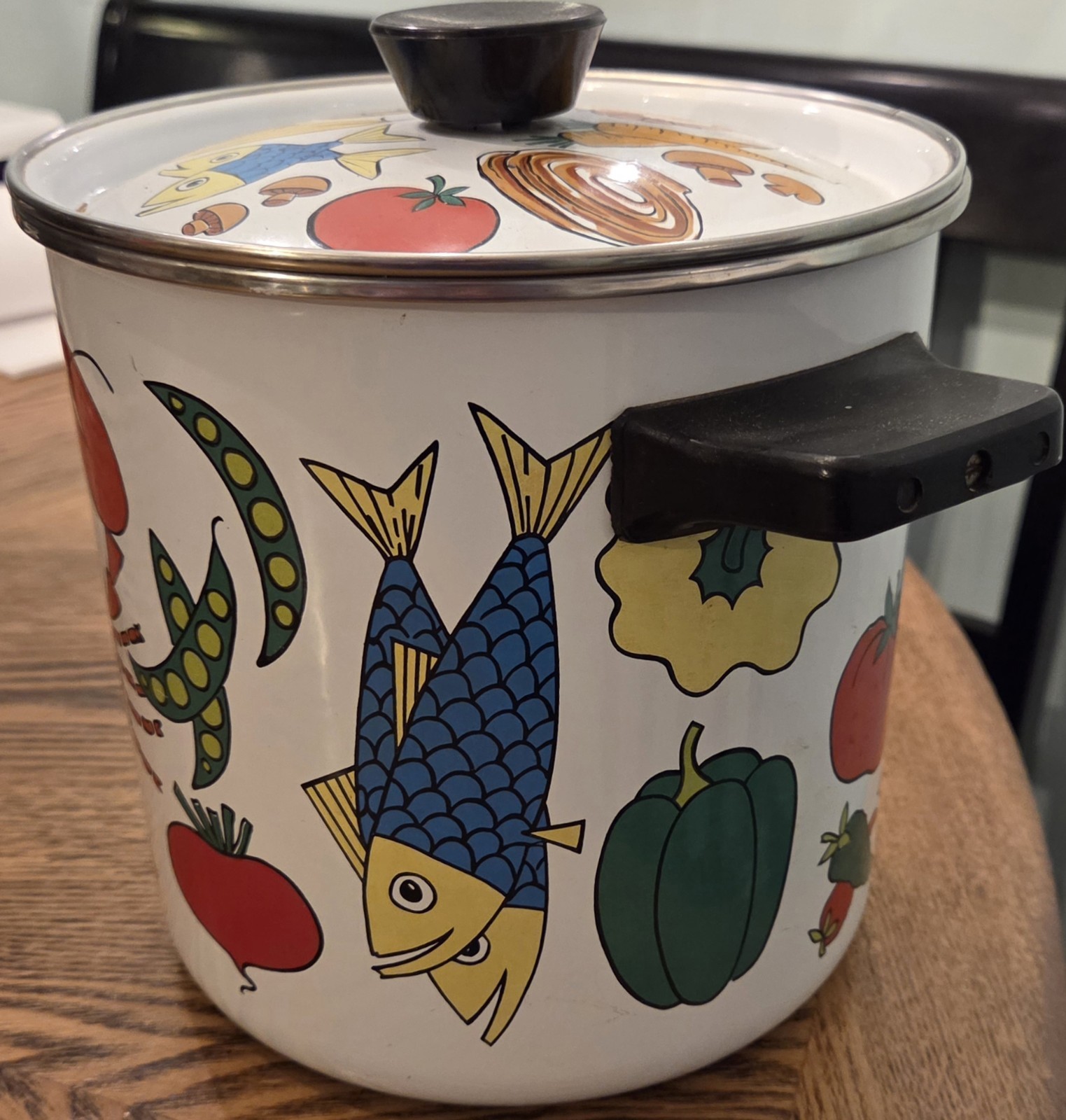MCM San Ignacio Enamel Seafood Lobster Stock Pot Veggies Beautiful Mid Century