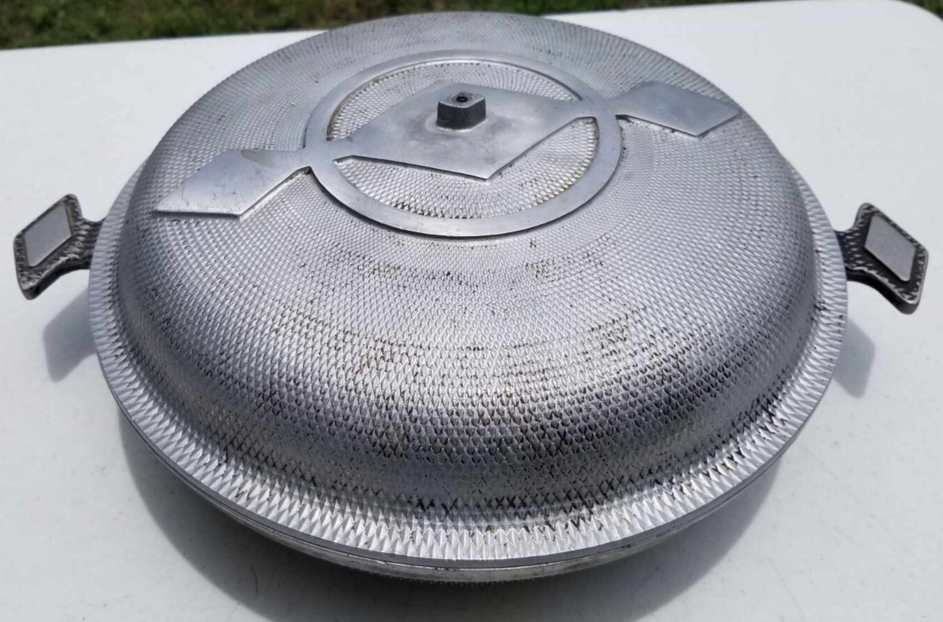 Art Deco Diamond Craft Aluminum Craft 12” Skillet Casserole Fryer Pan Pot CLEAN