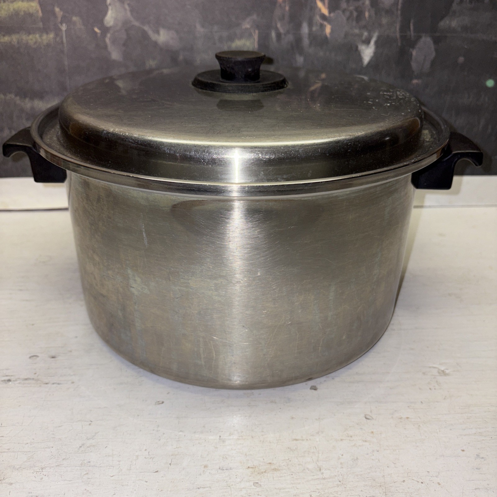 Vtg Deluxe Permanent Stainless Multi Core 6 Qt. Stock Pot & Lid 5 Ply Stainless