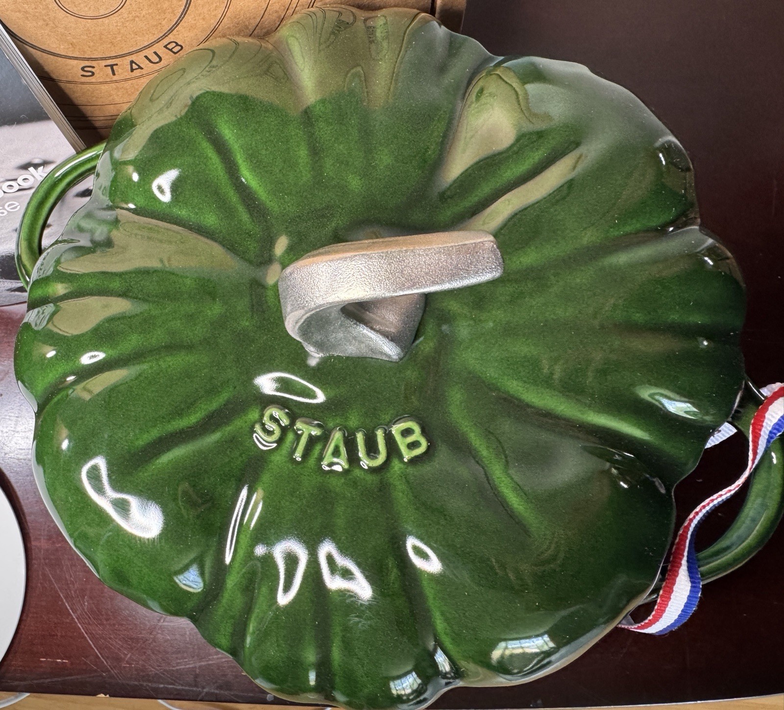 Staub Enameled Cast Iron Basil Green/Stainless Cocotte Dutch Oven France 3.5 QT