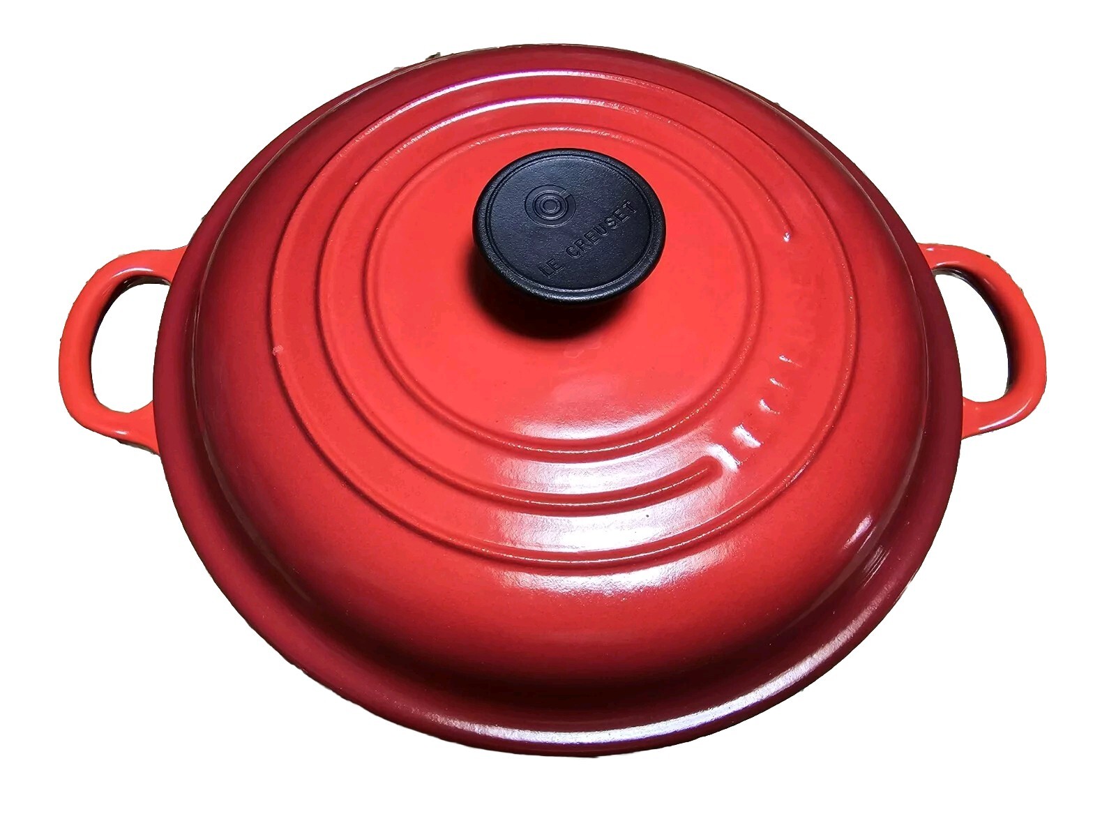 Le Creuset Shallow Casserole 26cm 2.2L Cherry Red Cast Iron Paelia Put EUC
