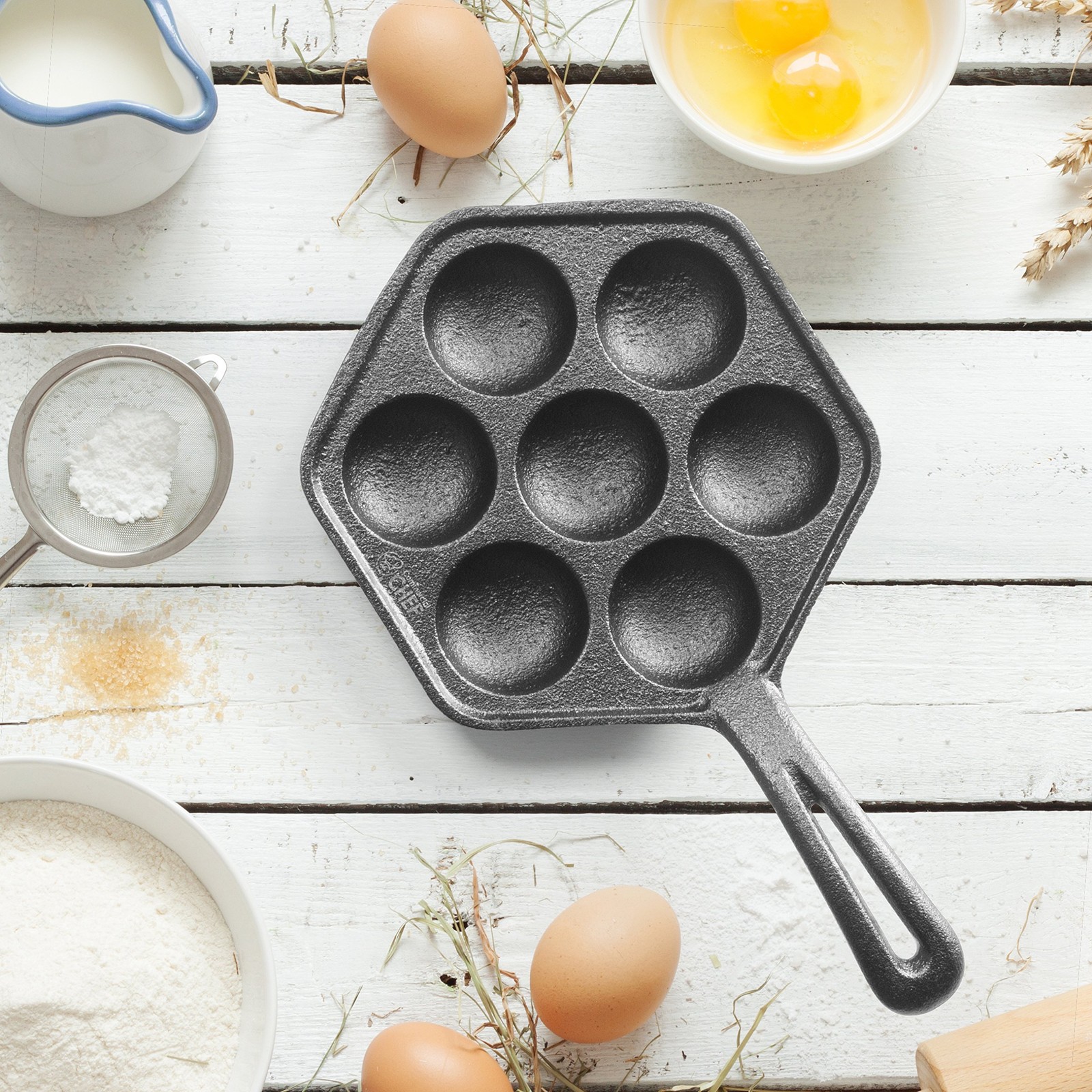 Cast Iron Danish Aebleskiver Pan, Preseasoned Cast Iron Cookware for Pancake …