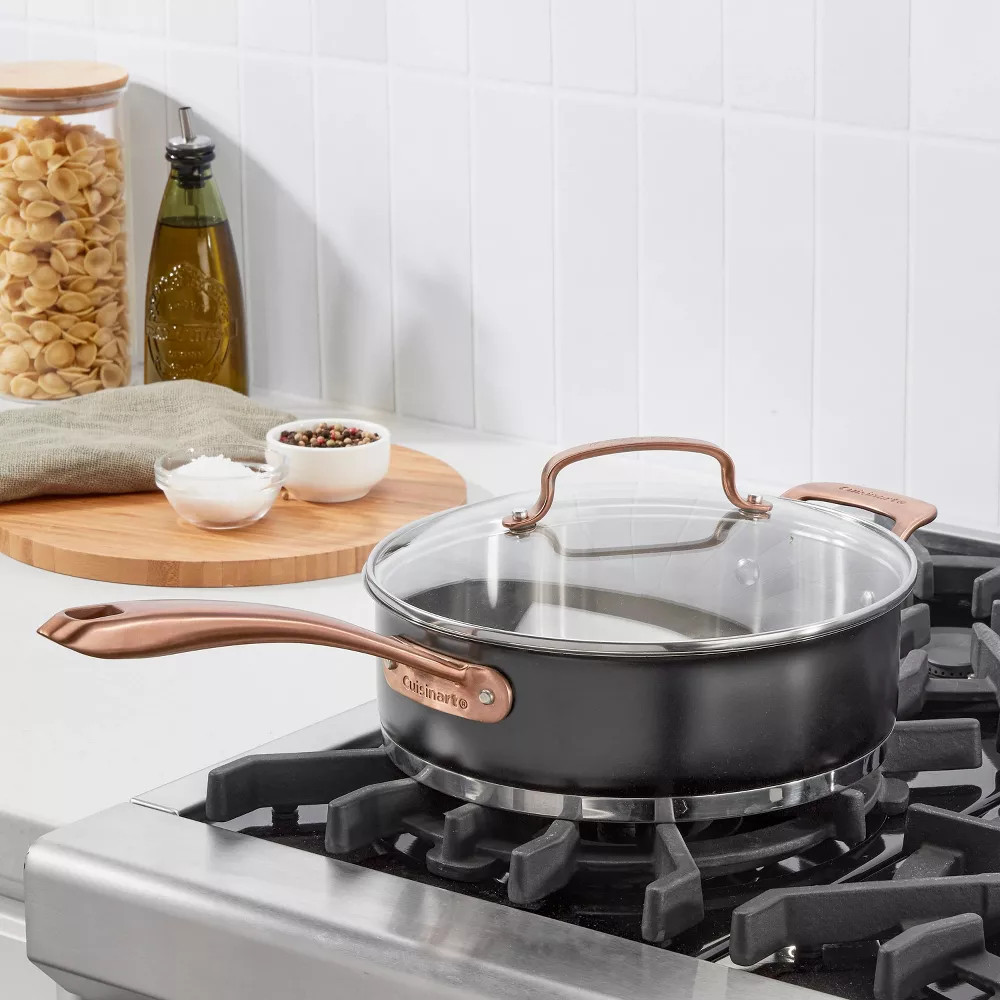 Cuisinart 3.5qt Matte Black Stainless Saute Pan with Cover Blush Bronze and