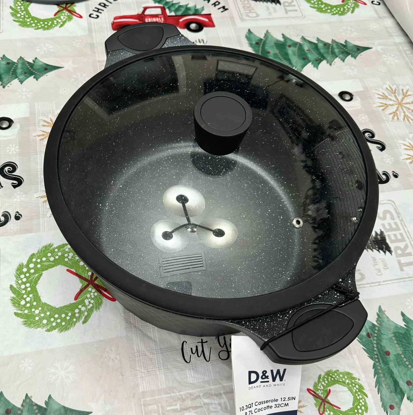 D&W Pot/Casserole 12.5″ Inch,10 Qt With Lid Big Party Size Nonstick Cookware New