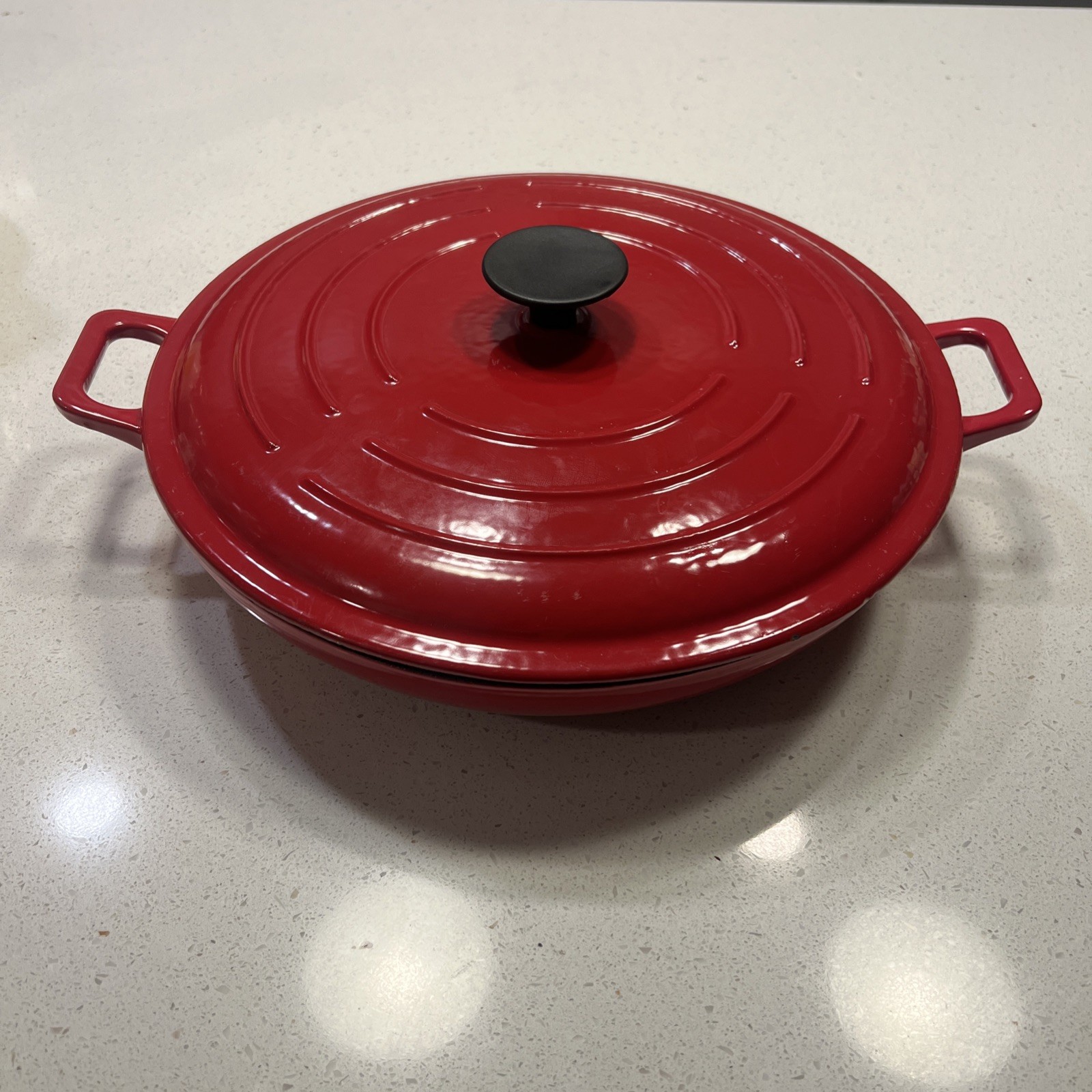 Threshold Red Enameled Cast Iron Braiser Dutch Oven w Lid New Other 12”
