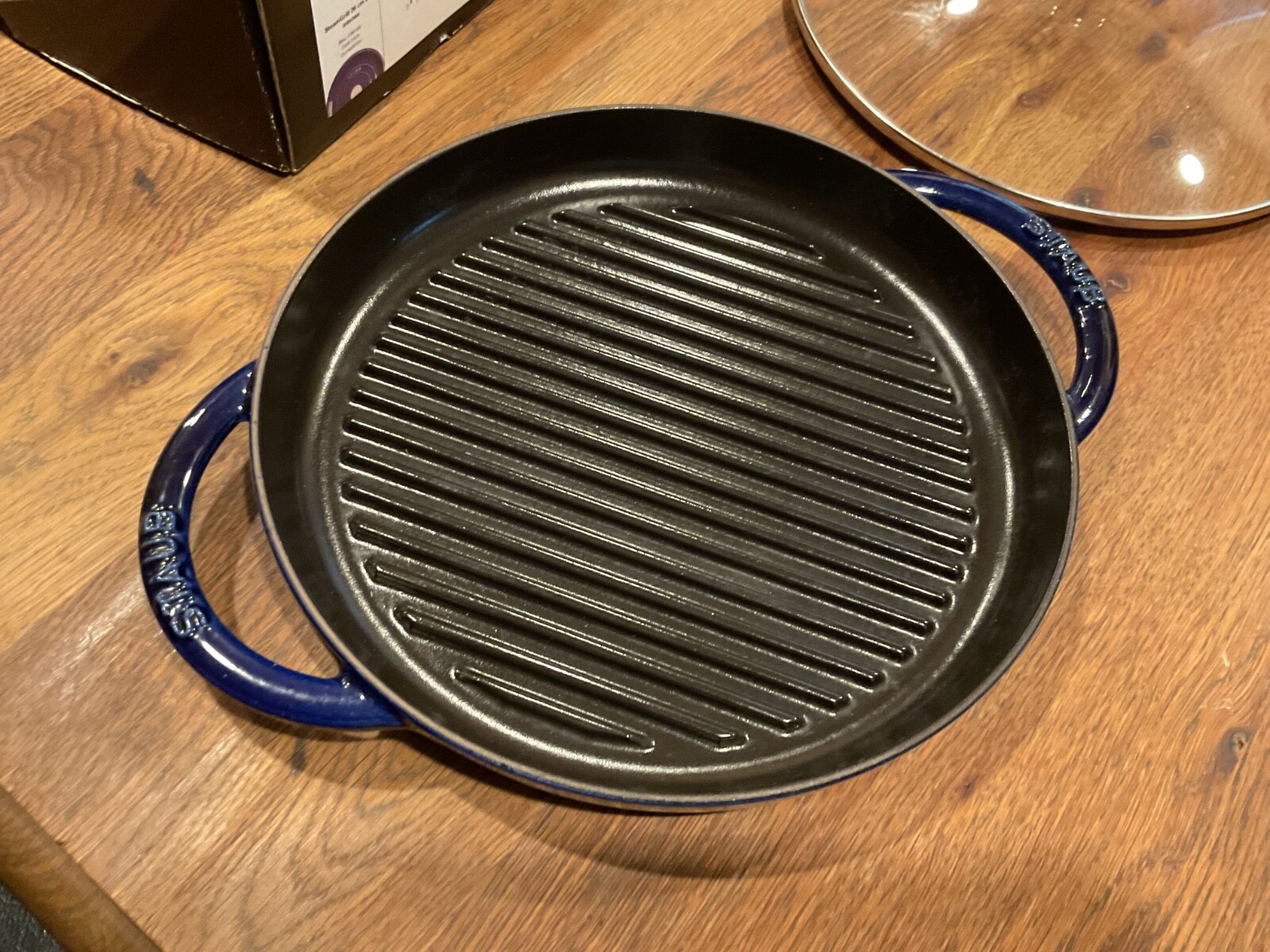 Staub France Steam Grill with Lid 10.25” Dark Blue Enamel Cast Iron NIB