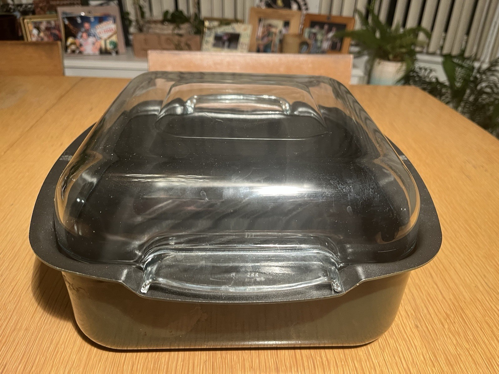 T-FAL 9 3/4” X 9 3/4” Non-stick Roaster Pan With Glass Pyrex Lid Vintage