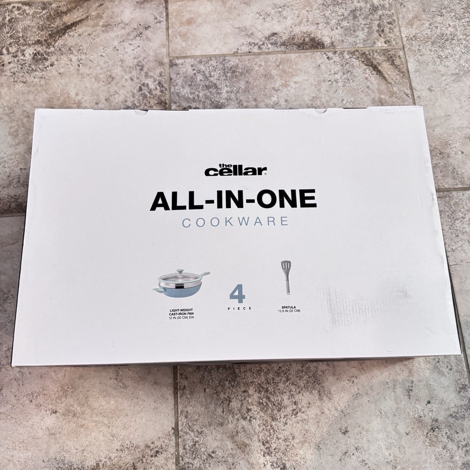 The Cellar All-In-One Lightweight Cast Iron Pan 4 Piece Steamer Lid Spatula