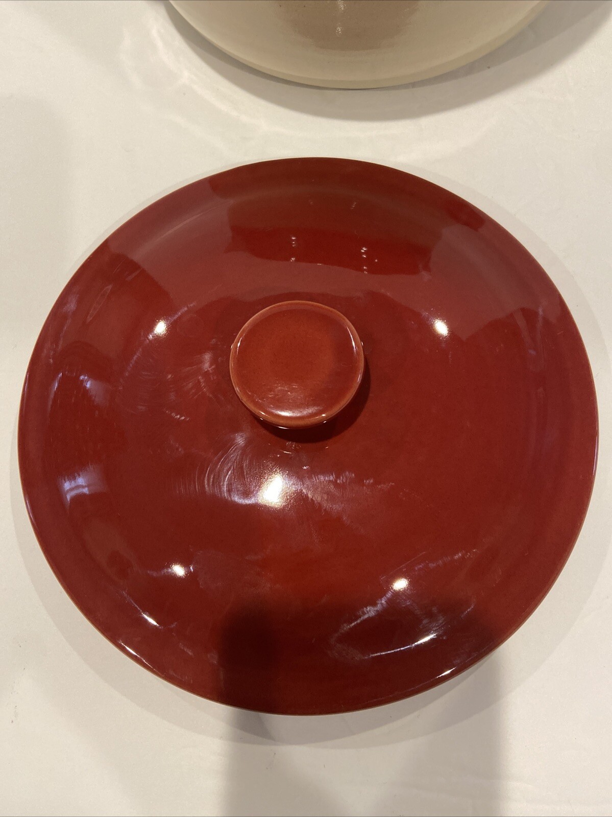 Emile Henry Dutch Oven Dark Red Two Tone Stoneware France Covered Stew Pot