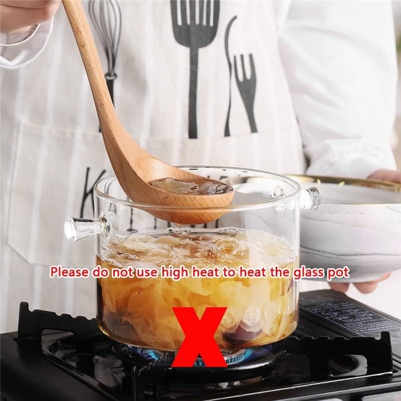 Clear Glass Simmer Pot for Stove Potpourri Cooking Saucepan with Cover Cookwa…