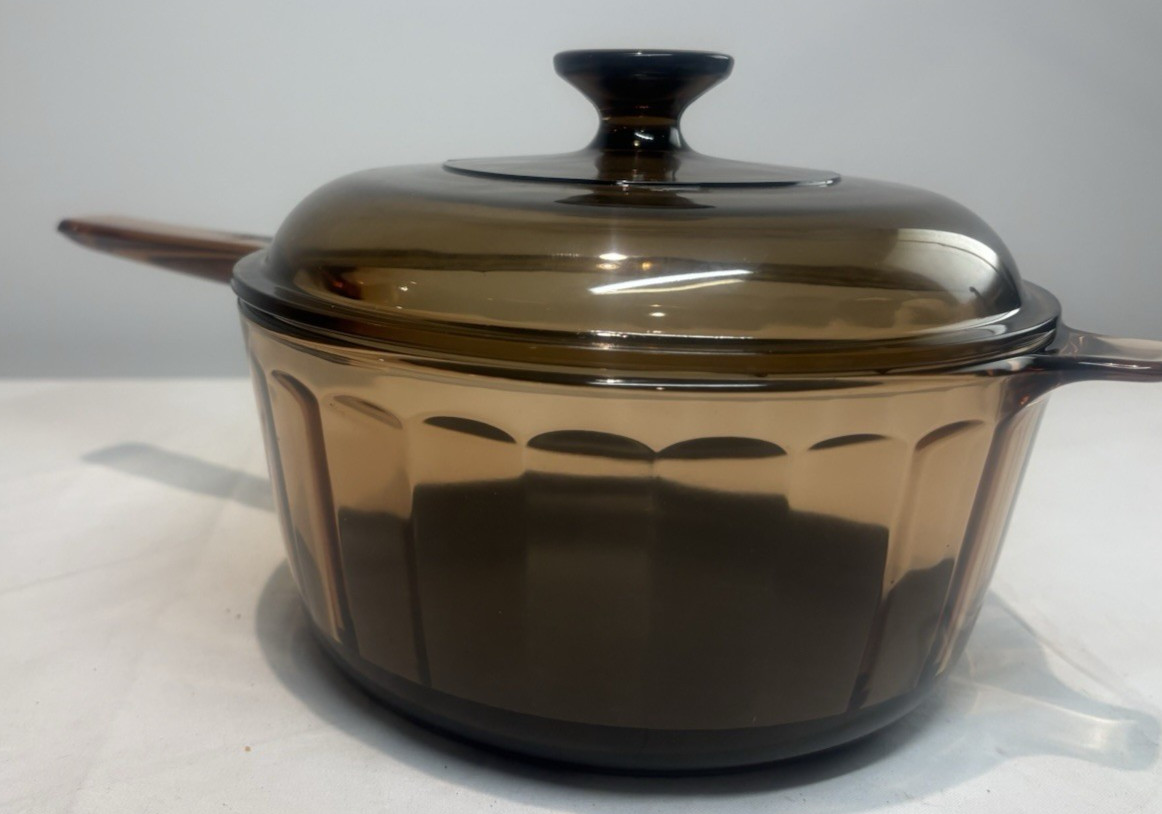 Corning Ware Visions Amber 2.5L Saucepan W Pyrex Lid V- 2.5-C USA