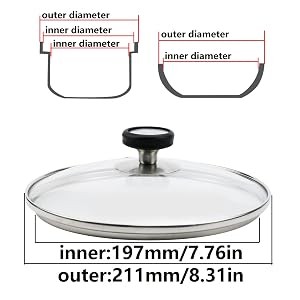 6 Inch Universal Tempered Glass Pot Lid Glass Covers for Frying Pan Wok Pot