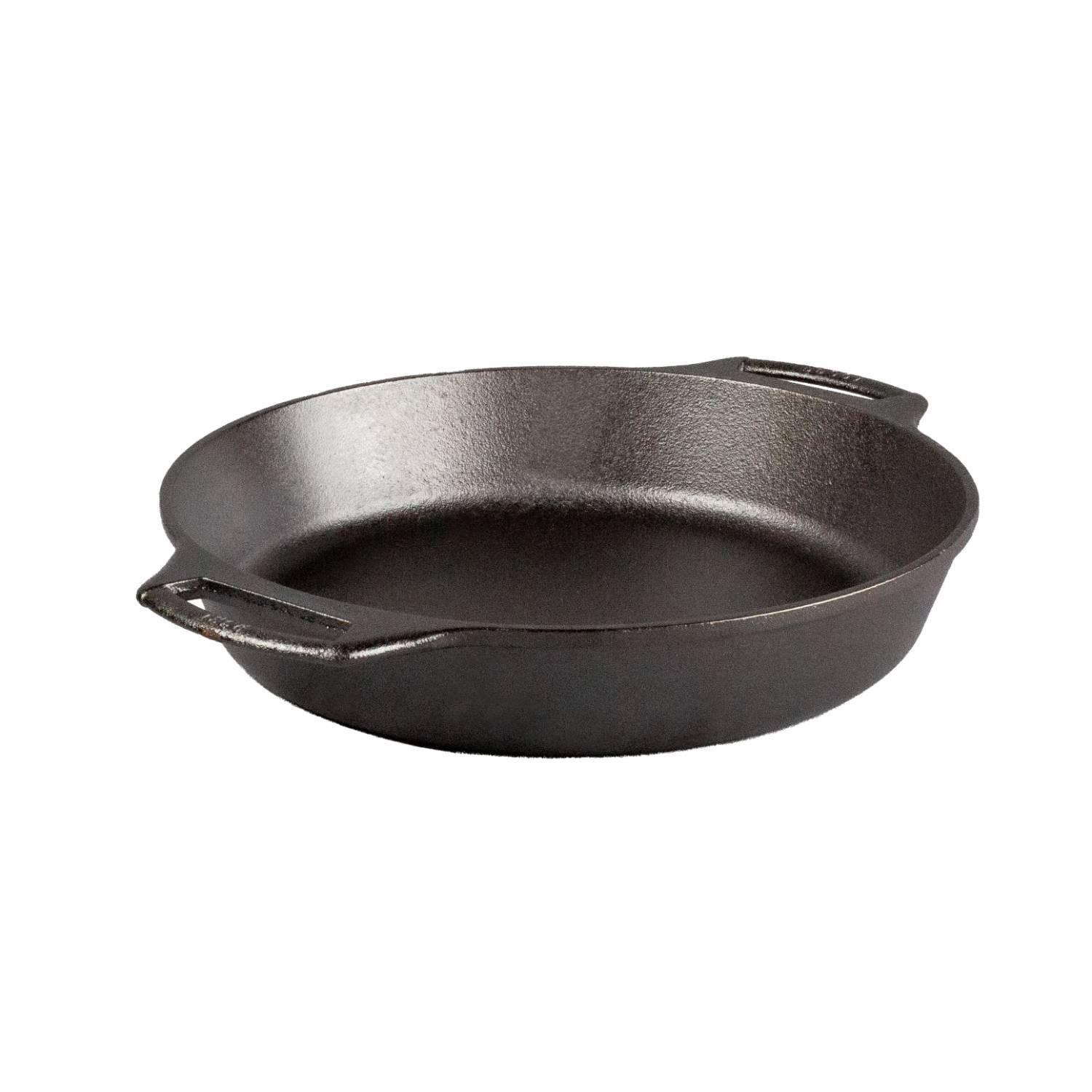Lodge Cast Iron Baker’s Skillet Seasoned Cookware Double Handle 10.25 inch