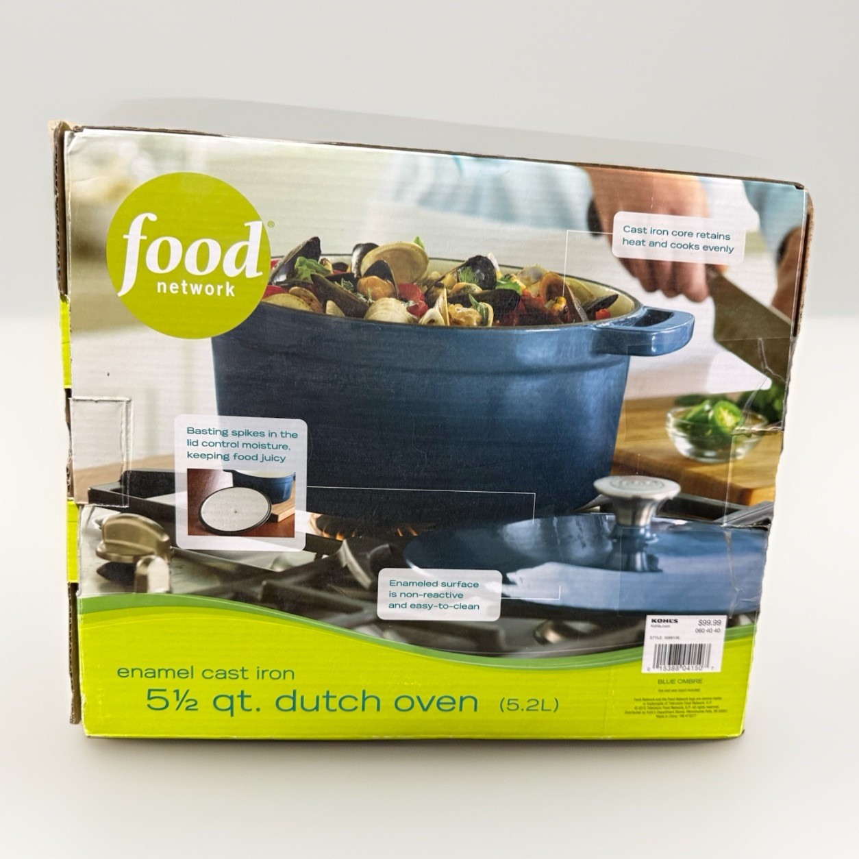 5 1/2 Quart Enameled Cast Iron Dutch Oven – Blue – FOOD NETWORK New