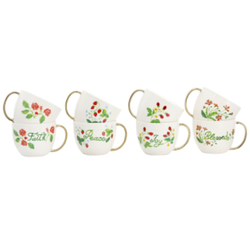 Gibson Home Inspired Gardens 8 Piece 17.5 Ounce Ceramic Assorted Mug Set