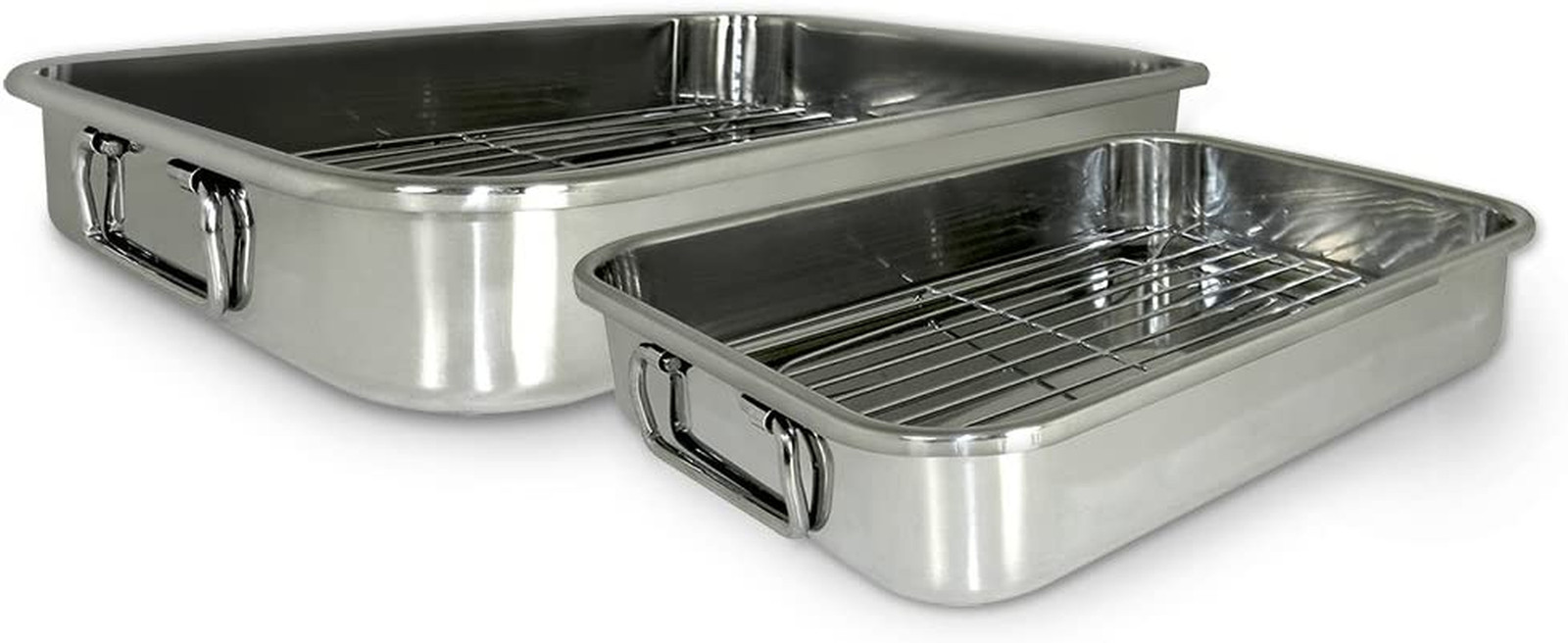 4-Piece Stainless Steel Lasagna Roasting Pan Set w Racks 12.5×9.5 16.5×12