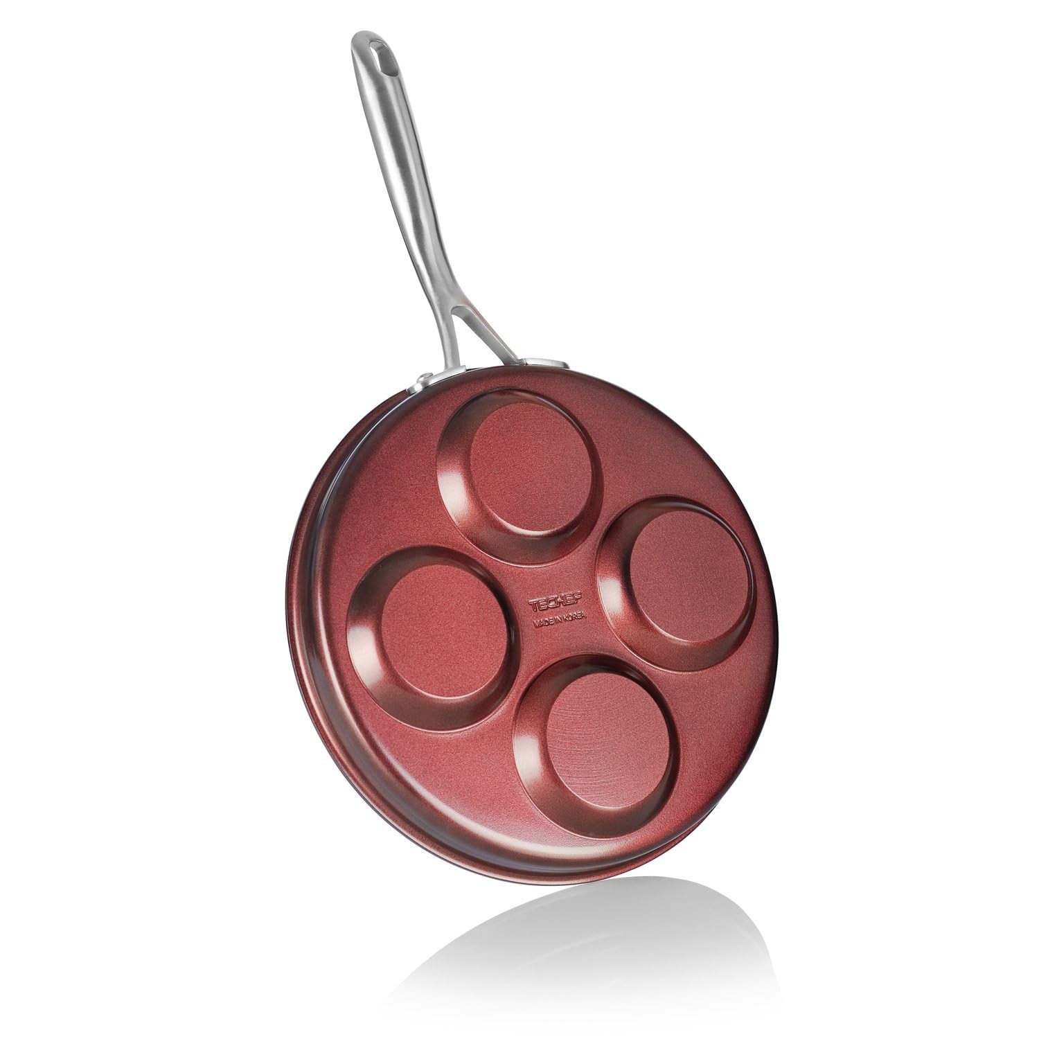 EGG FRYING PAN Aluminum Nonstick Breakfast Eggs Pancakes Purple 4-Egg TECHEF