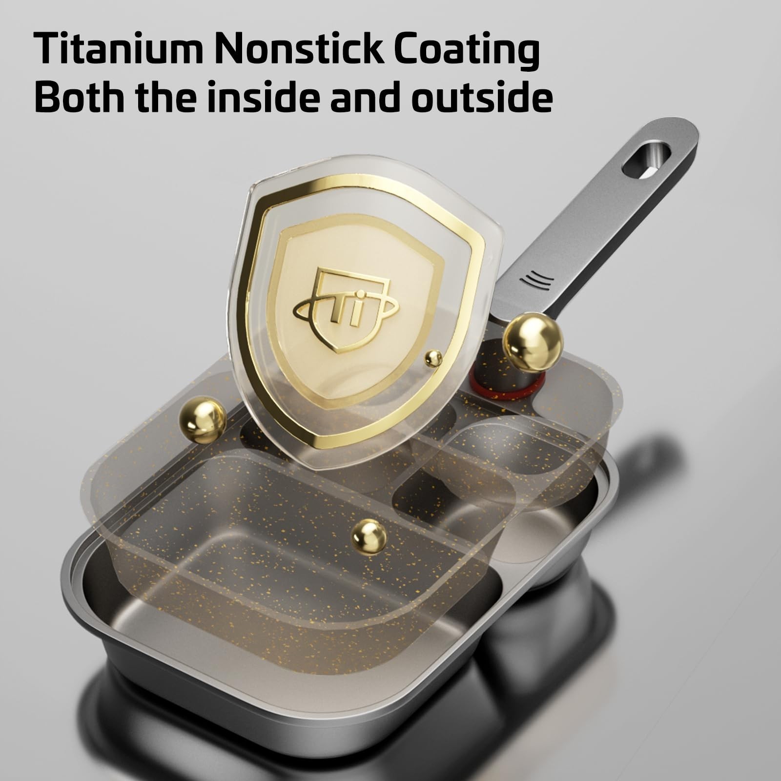 Nonstick Titanium Egg Pan – 3-in-1 Divided Breakfast Frying Pan & Cooker for Gas