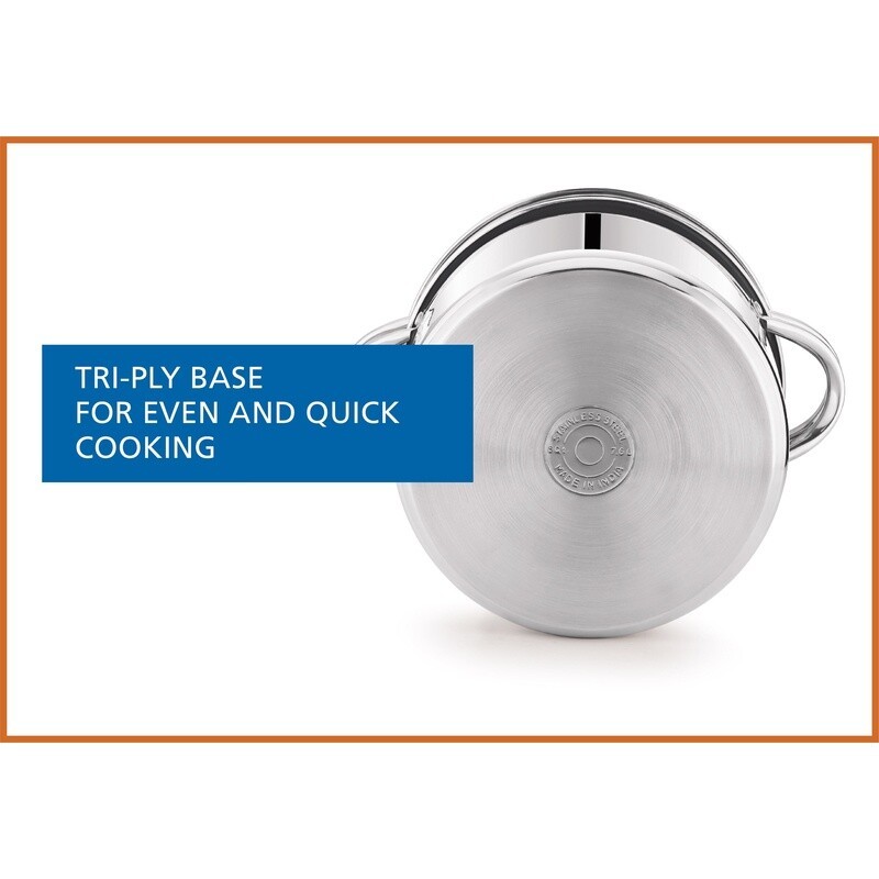4 Piece Stainless Steel Multi Cooker Set W/ Glass Lid Steamer Colander Pot New