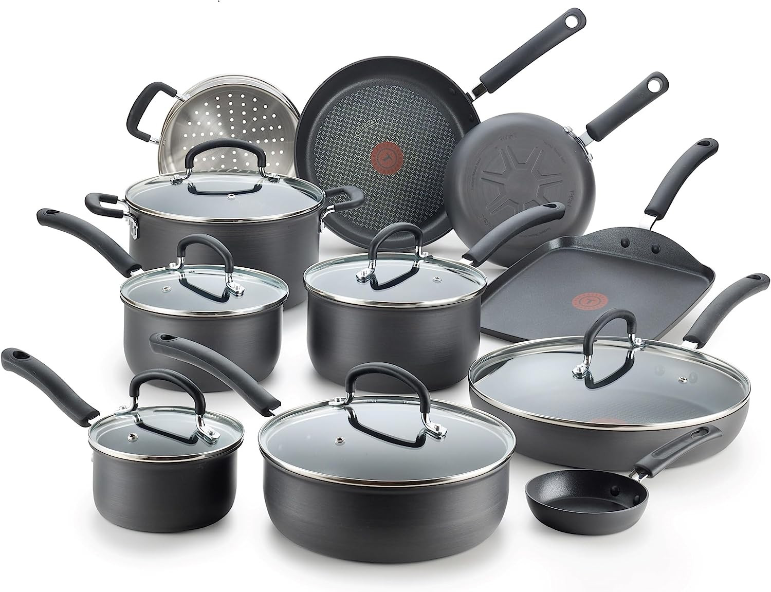 Ultimate Hard Anodized Nonstick Cookware Set 17 Piece Oven Safe 400F, Lid Safe 3