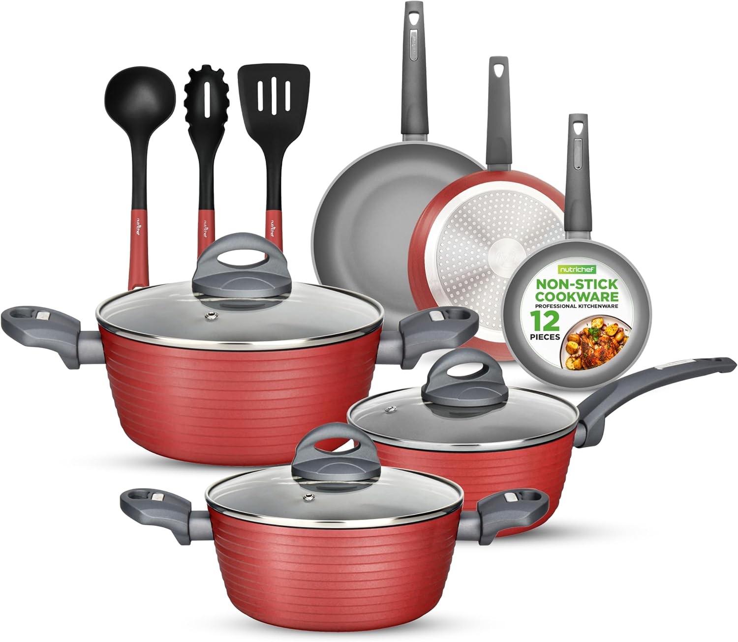 12-Piece Hard Anodized Nonstick Cookware Set – Induction Ready Pots & Pans with