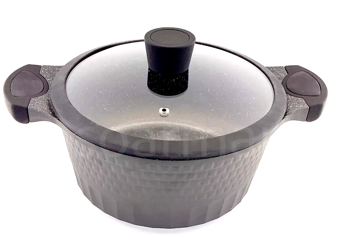 D&W Pot Casserole Big Party Size Nonstick Cookware 9.5 Inch 4.5 Qt With Lid Blk